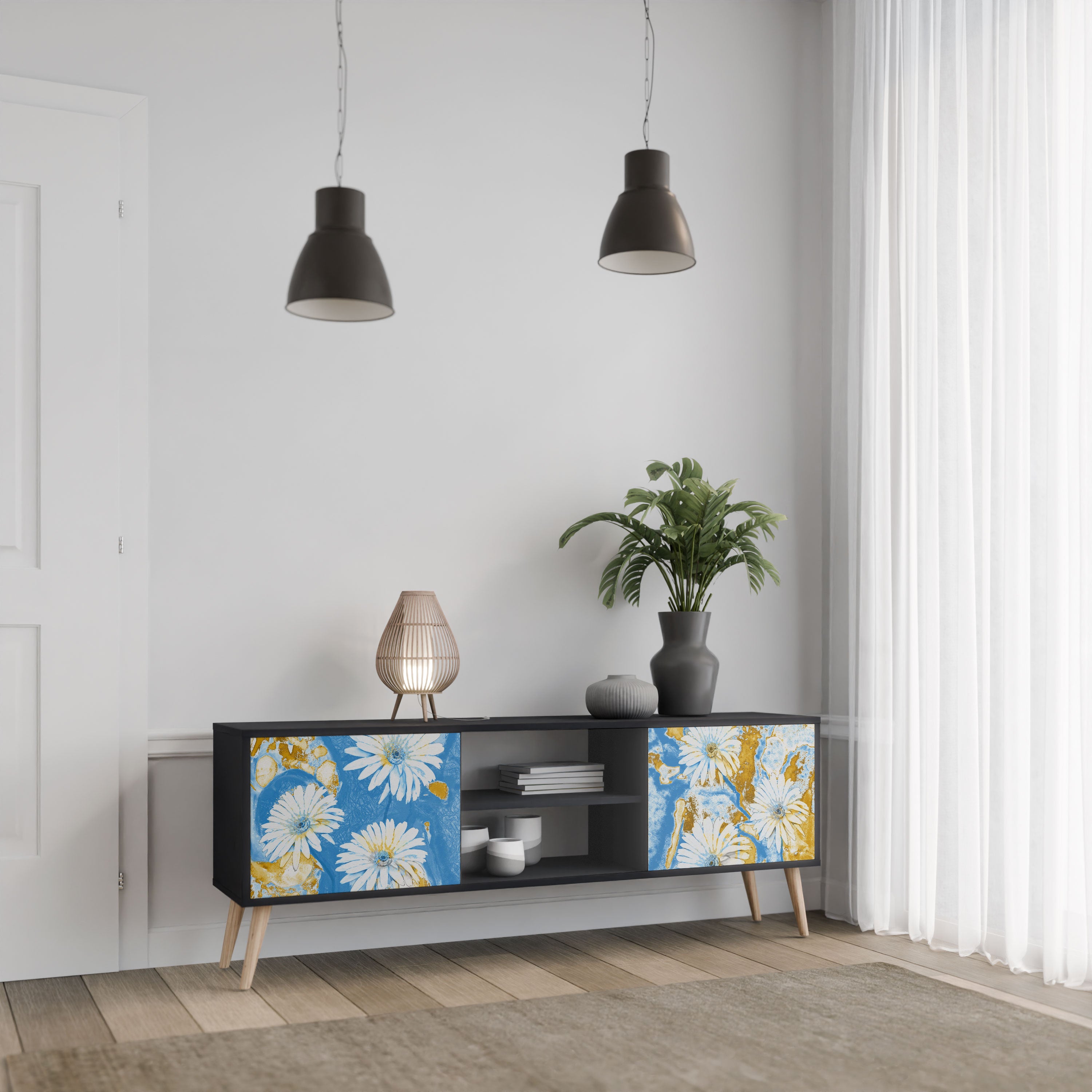 DAISY LUXE Szafka RTV 2-drzwiowa korpus Czarny