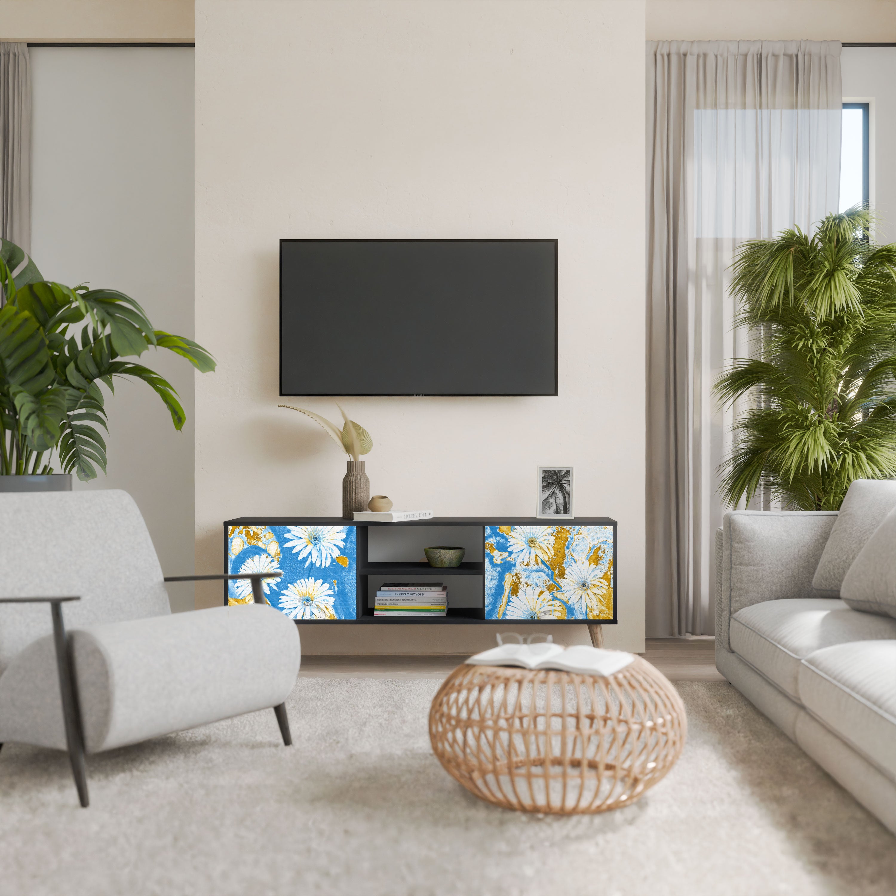 DAISY LUXE Szafka RTV 2-drzwiowa korpus Czarny