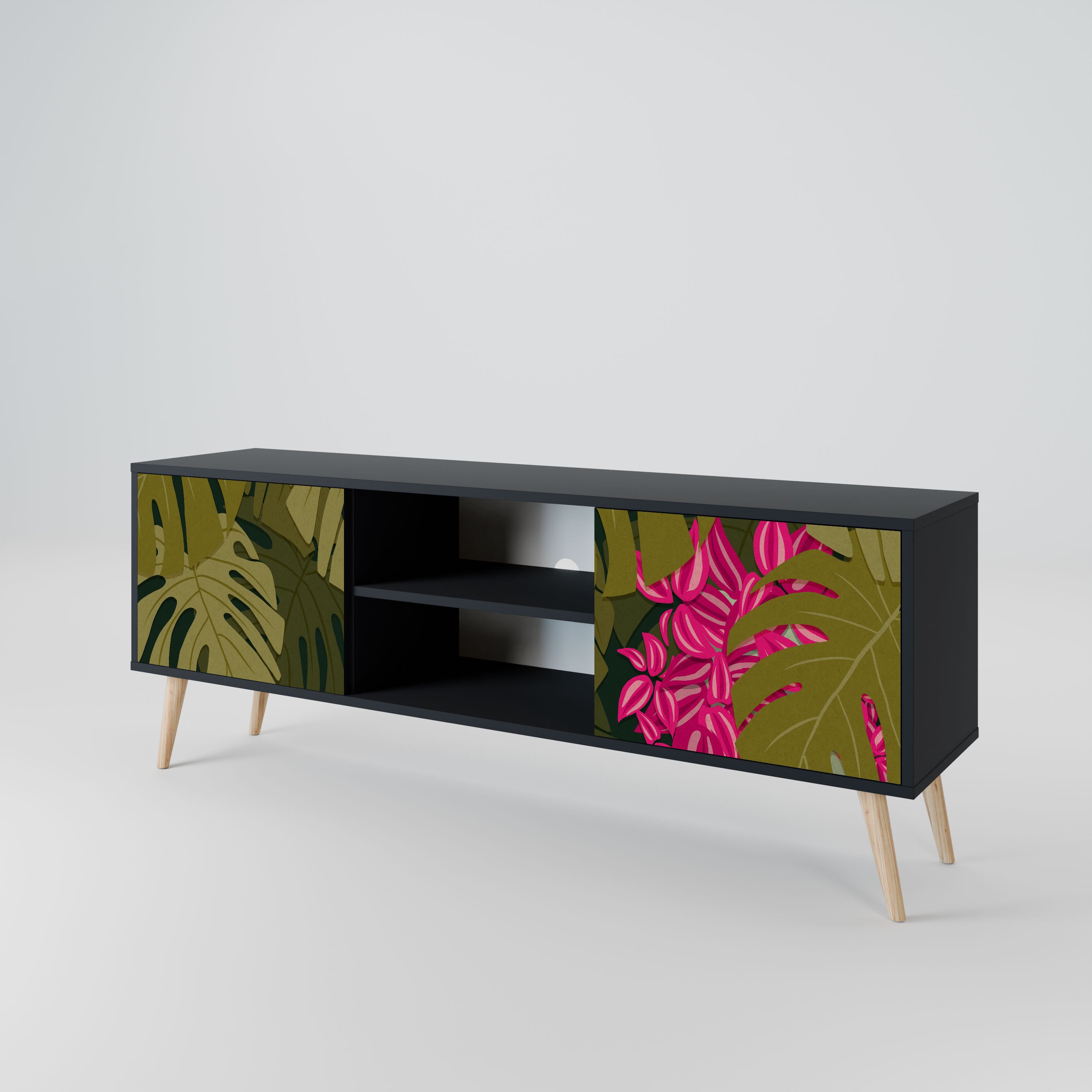 TROPICAL BEAUTY Szafka RTV 2-drzwiowa korpus Czarny