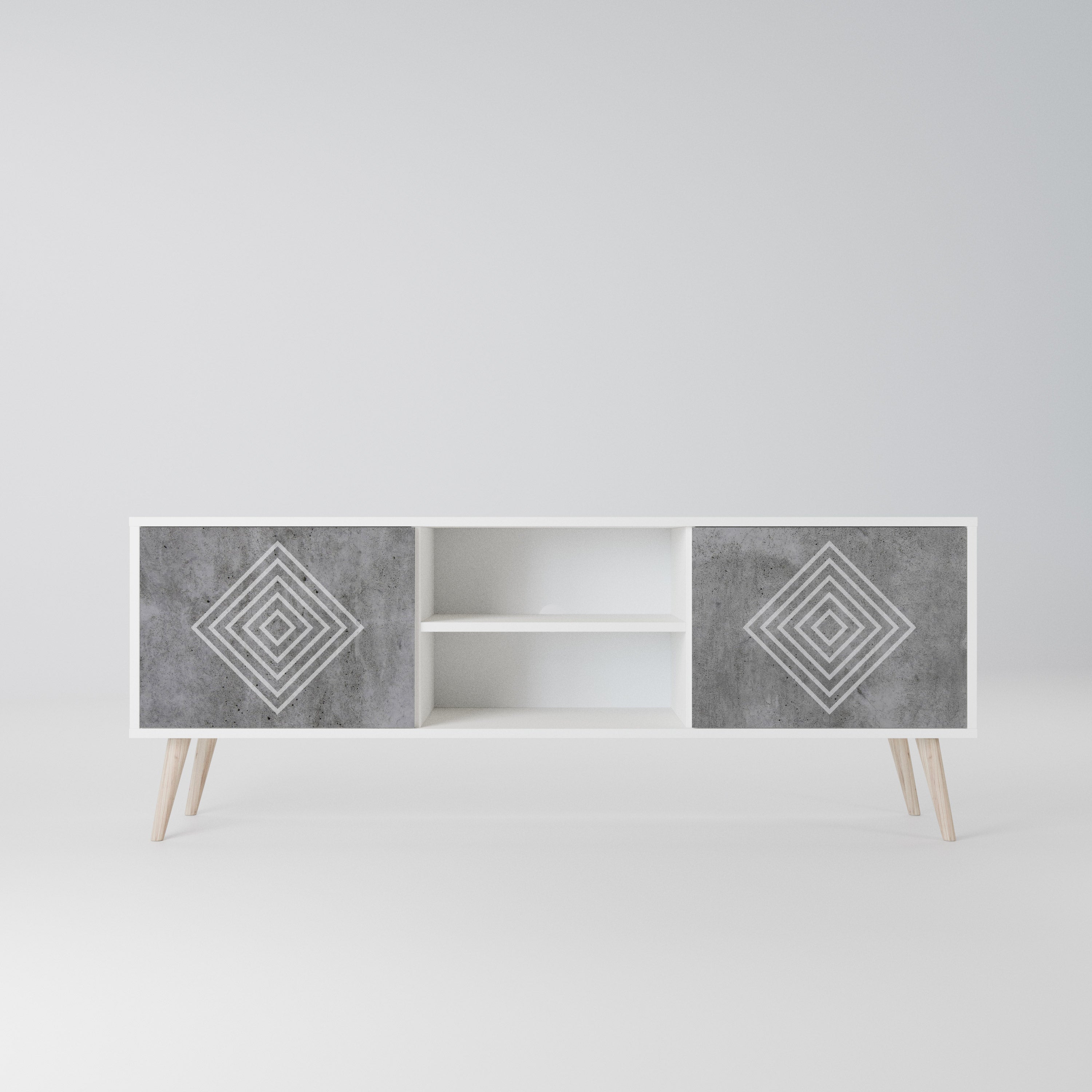 POLYGONAL ARTISTRY Szafka RTV 2-drzwiowa korpus Biały