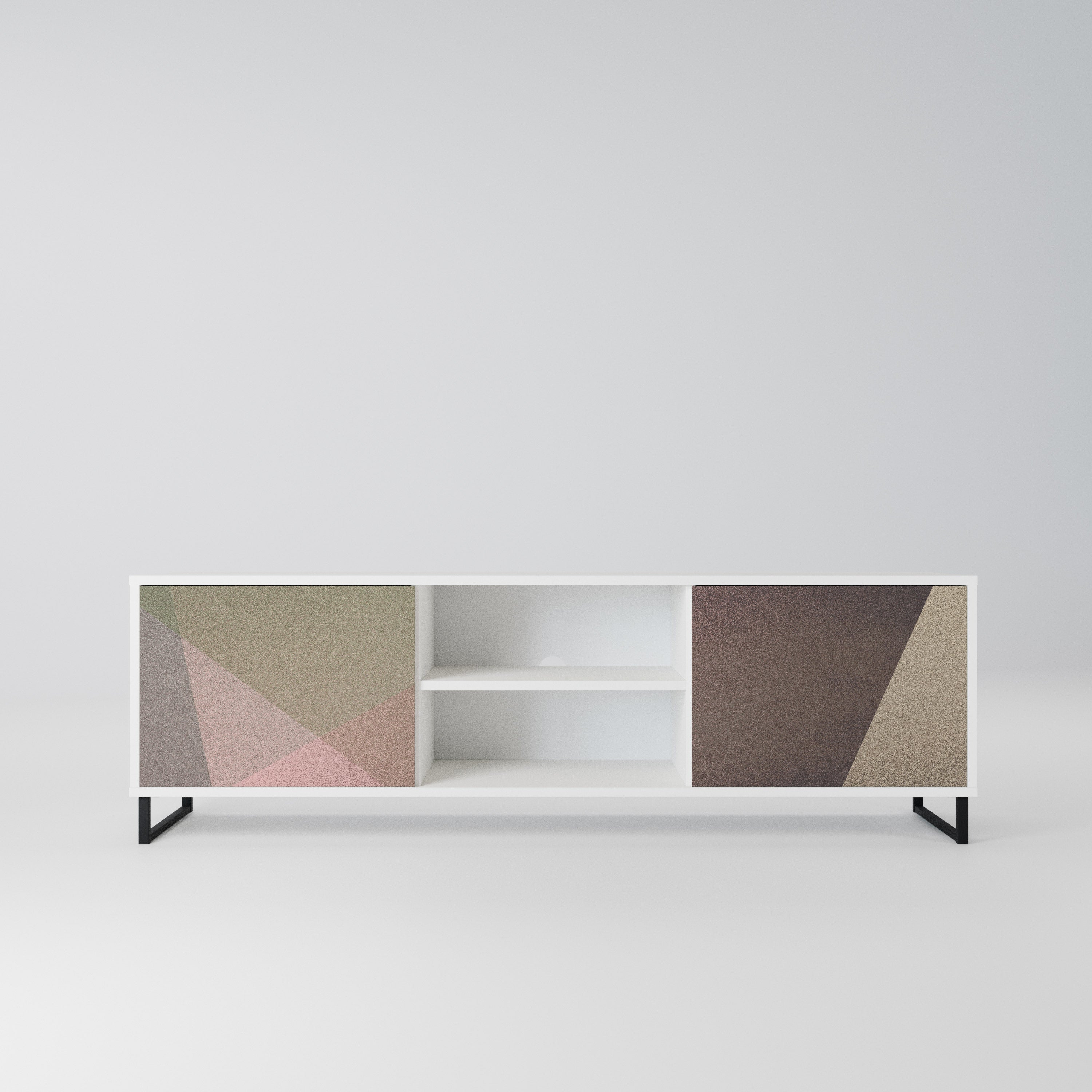 BEIGE GEOMETRY Szafka RTV 2-drzwiowa korpus Biały