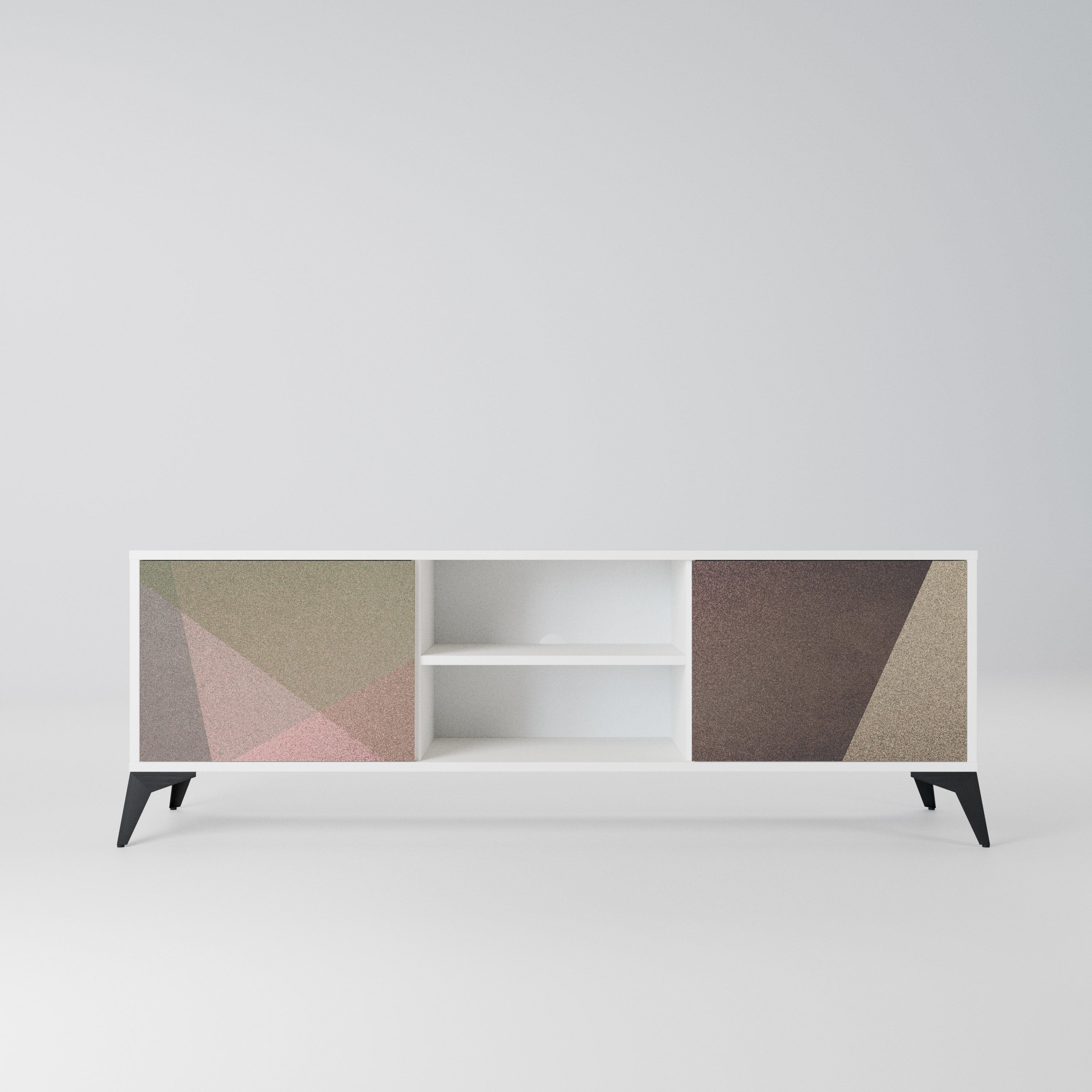 BEIGE GEOMETRY Szafka RTV 2-drzwiowa korpus Biały