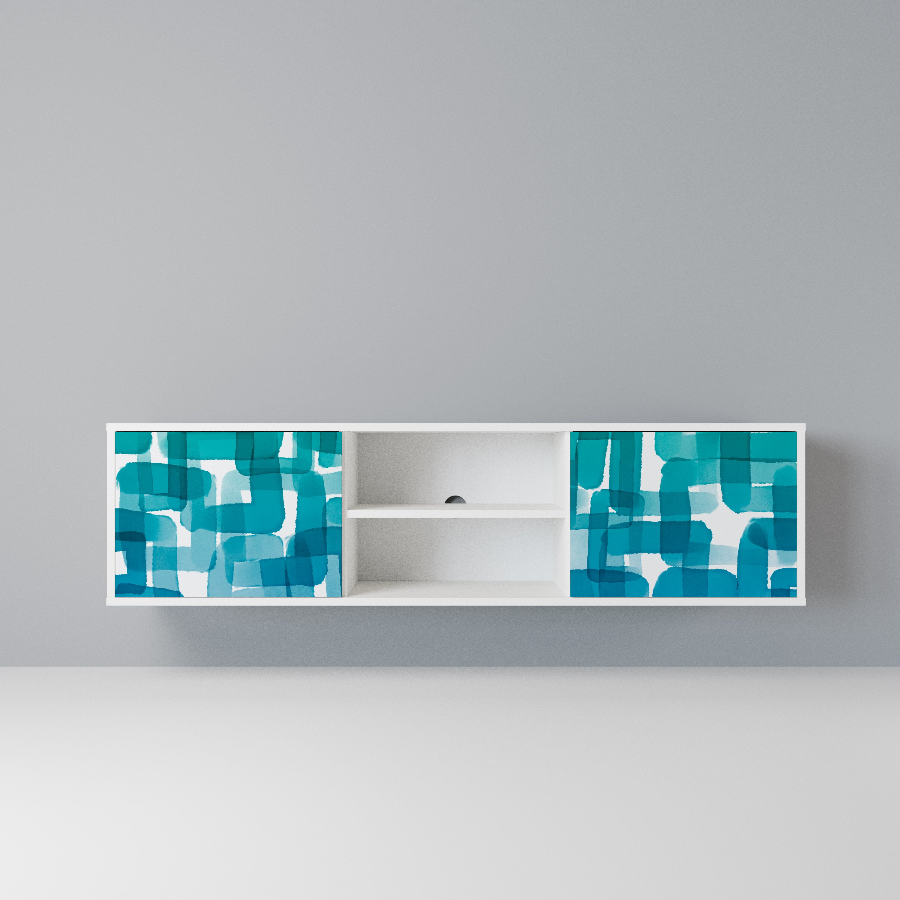 TURQUOISE RECTANGLES Szafka RTV 2-drzwiowa korpus Biały