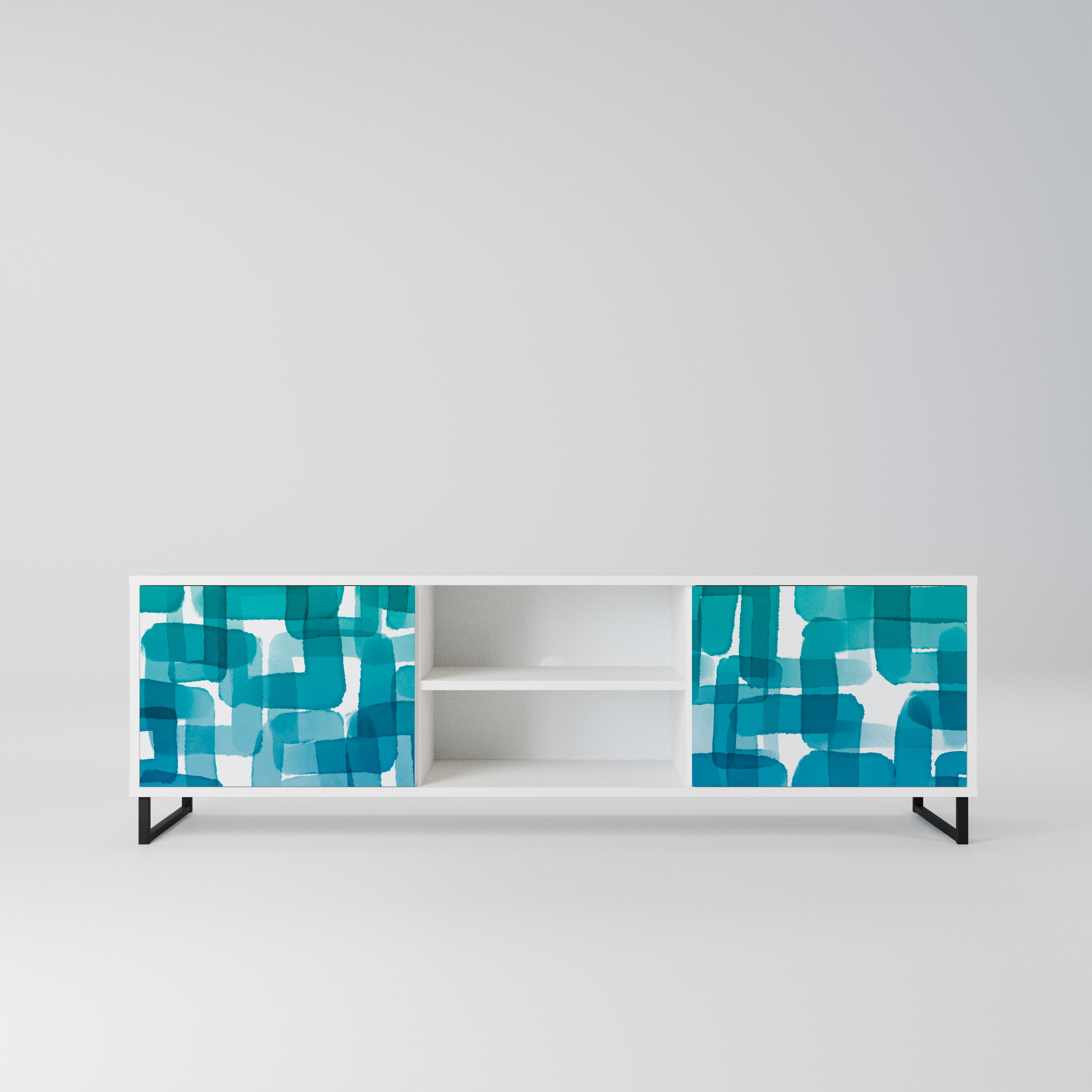TURQUOISE RECTANGLES Szafka RTV 2-drzwiowa korpus Biały