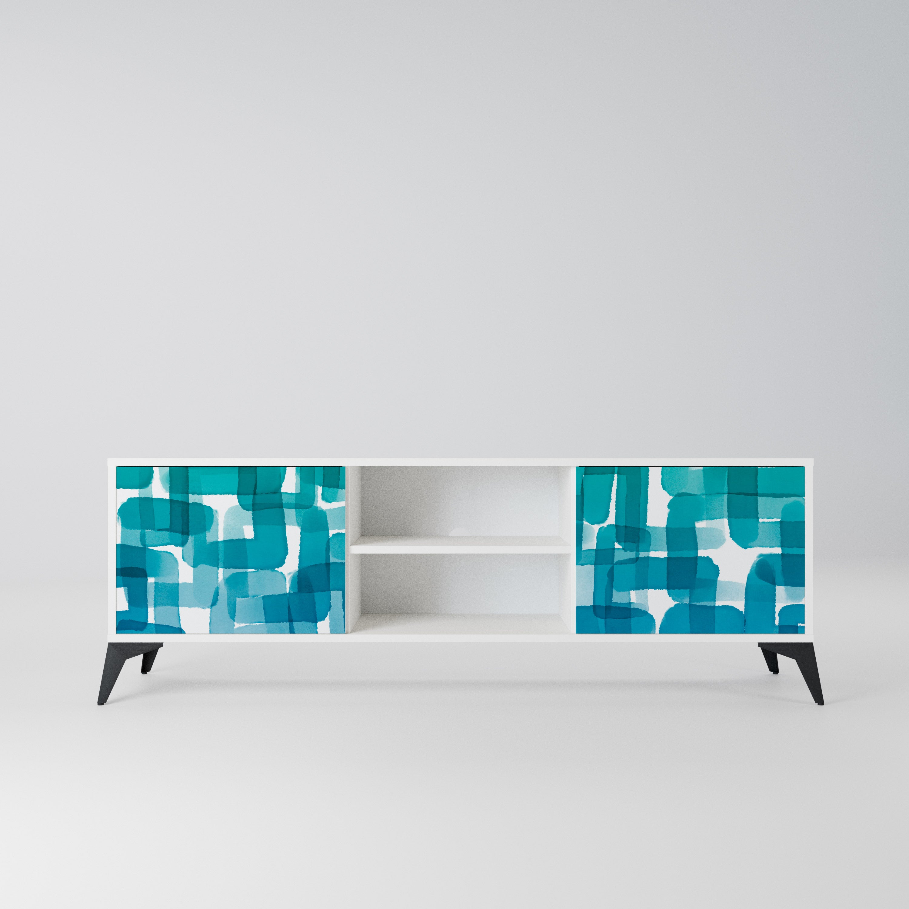 TURQUOISE RECTANGLES Szafka RTV 2-drzwiowa korpus Biały