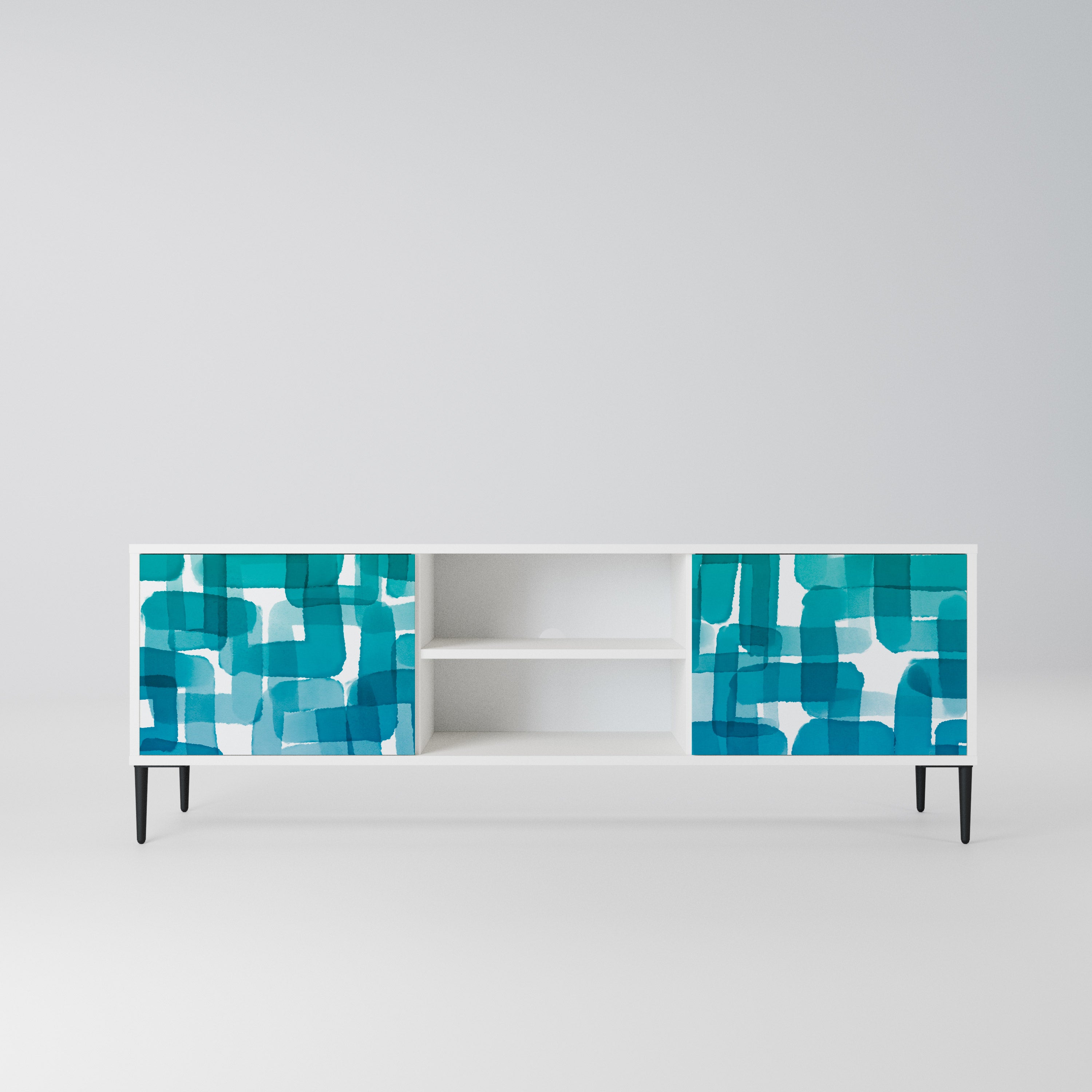 TURQUOISE RECTANGLES Szafka RTV 2-drzwiowa korpus Biały