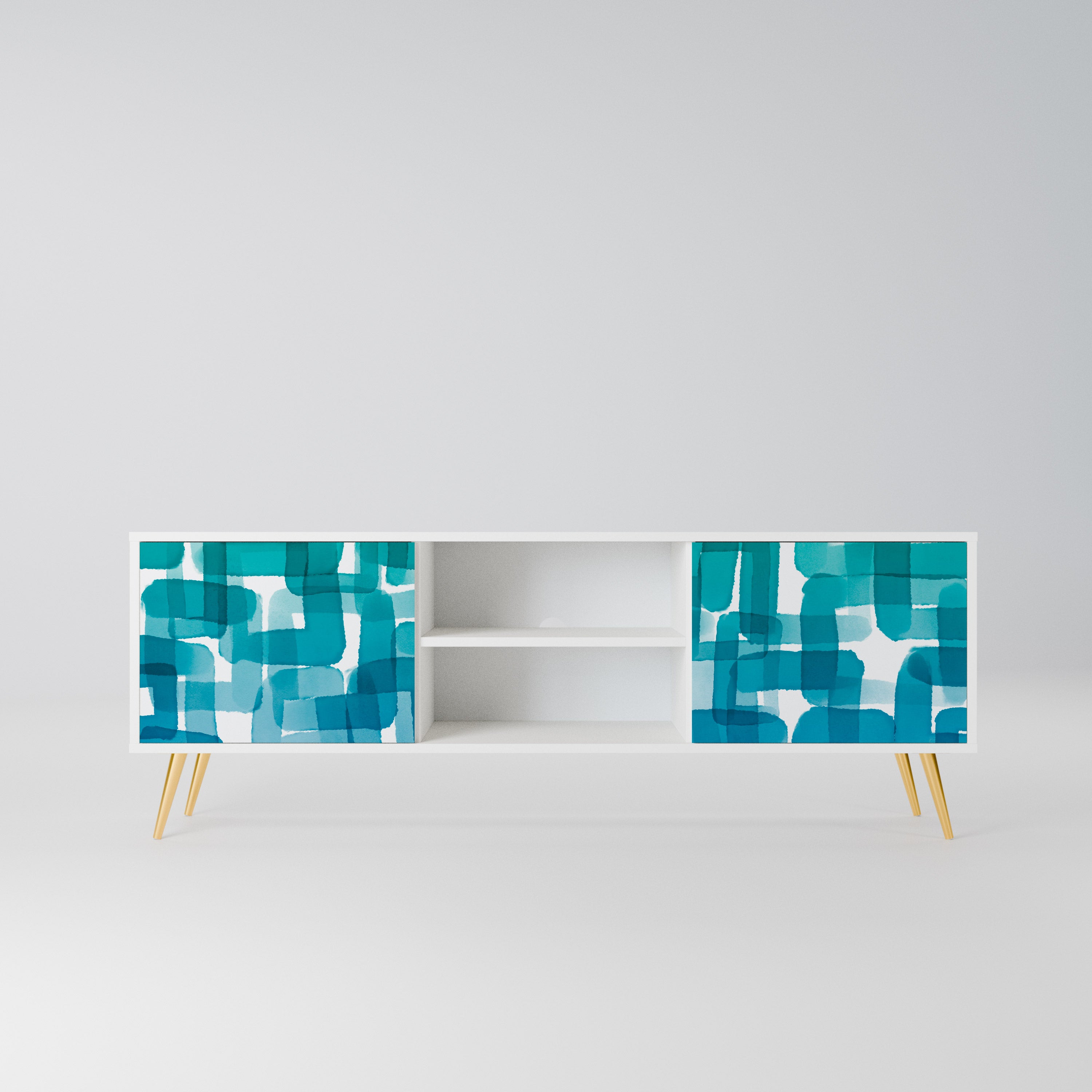 TURQUOISE RECTANGLES Szafka RTV 2-drzwiowa korpus Biały