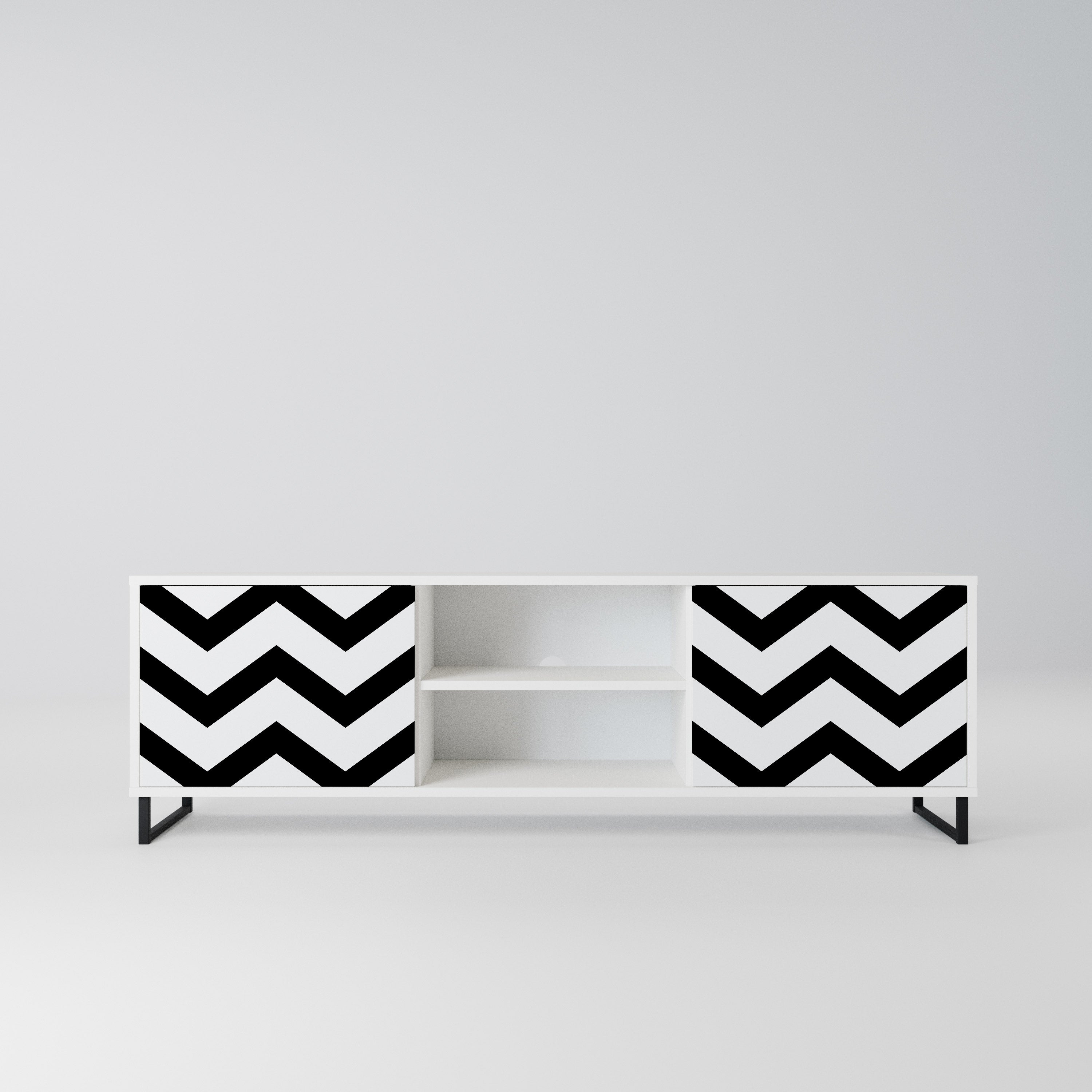 CLASSIC ZIG ZAG Szafka RTV 2-drzwiowa korpus Biały