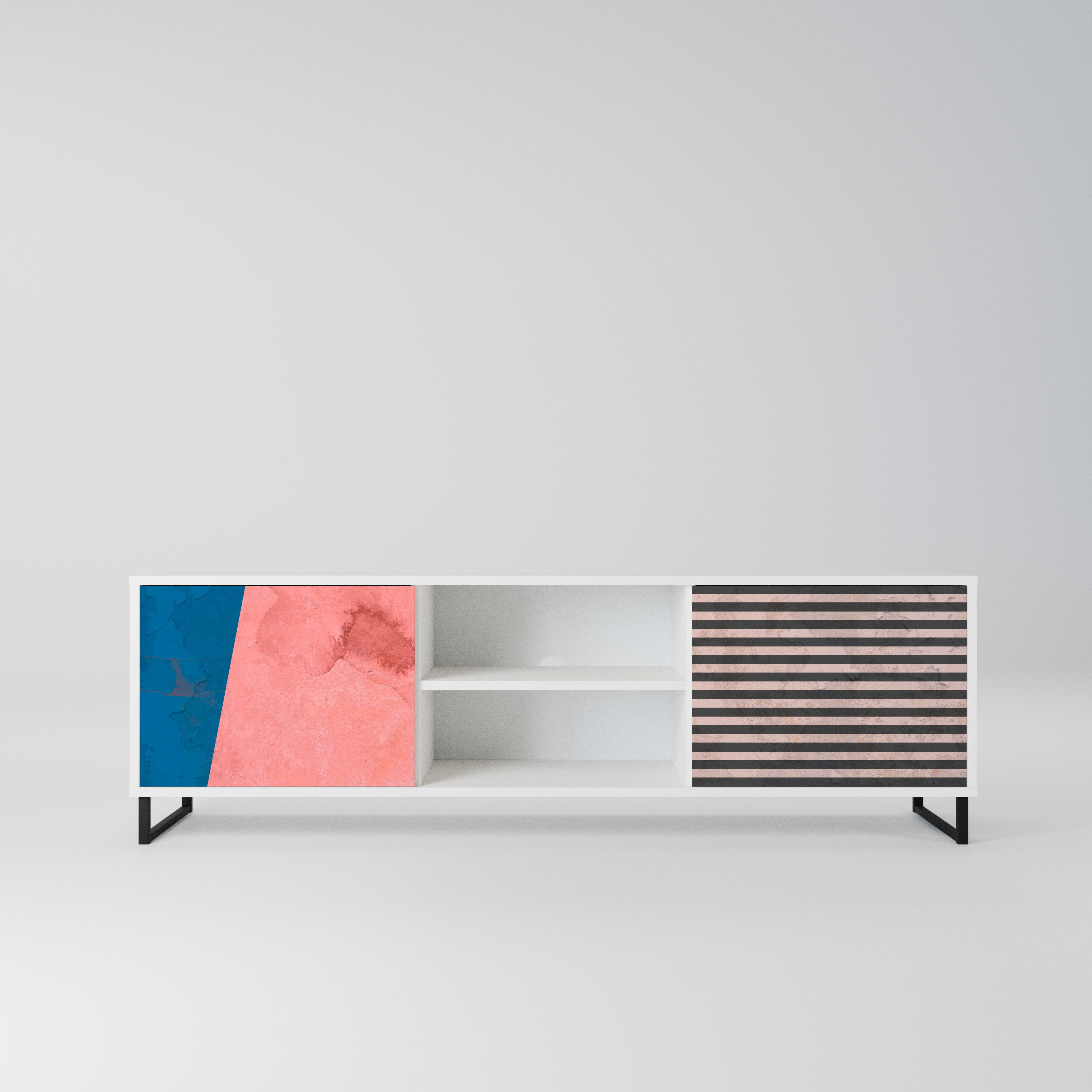 GLAMOROUS STRIPE Szafka RTV 2-drzwiowa korpus Biały