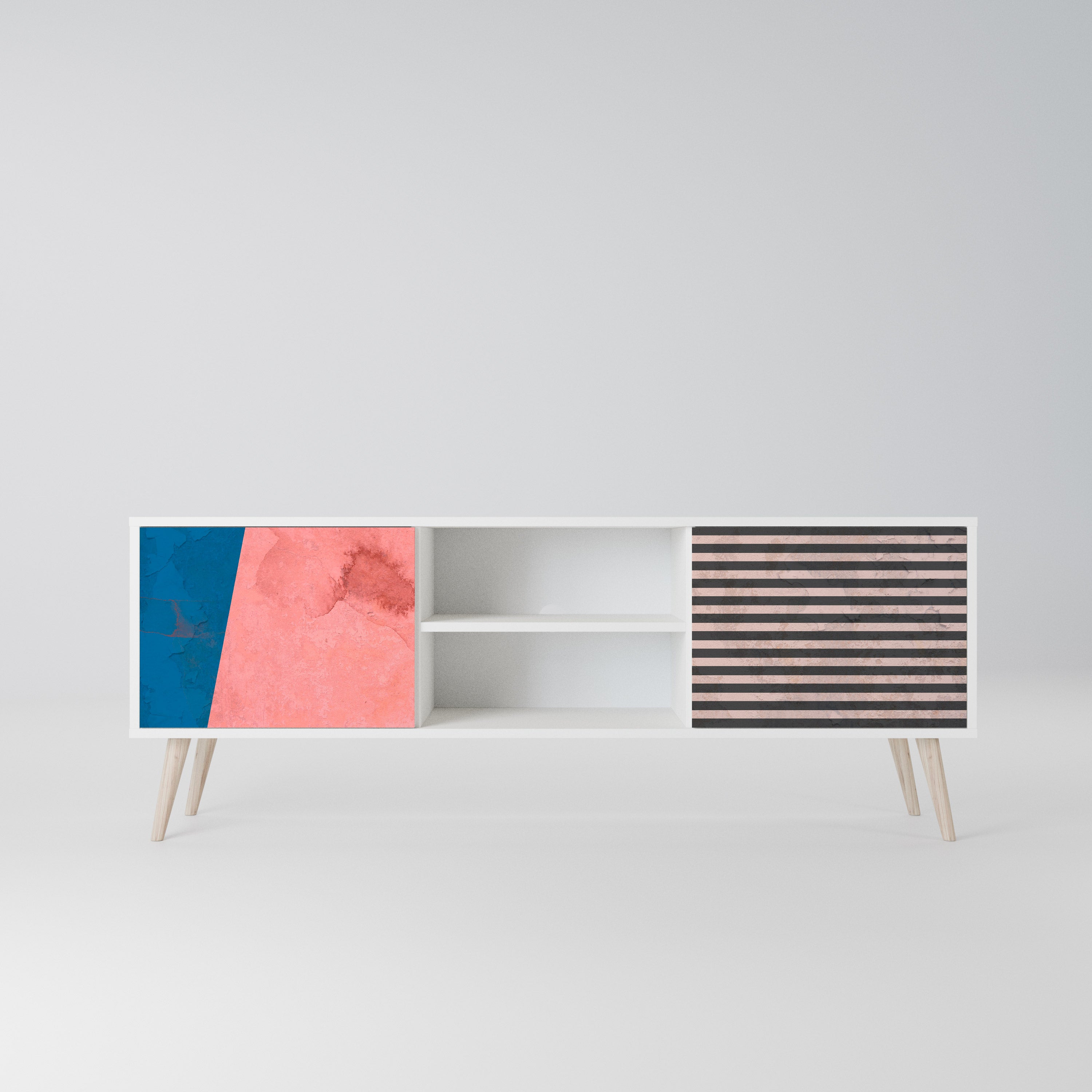 GLAMOROUS STRIPE Szafka RTV 2-drzwiowa korpus Biały