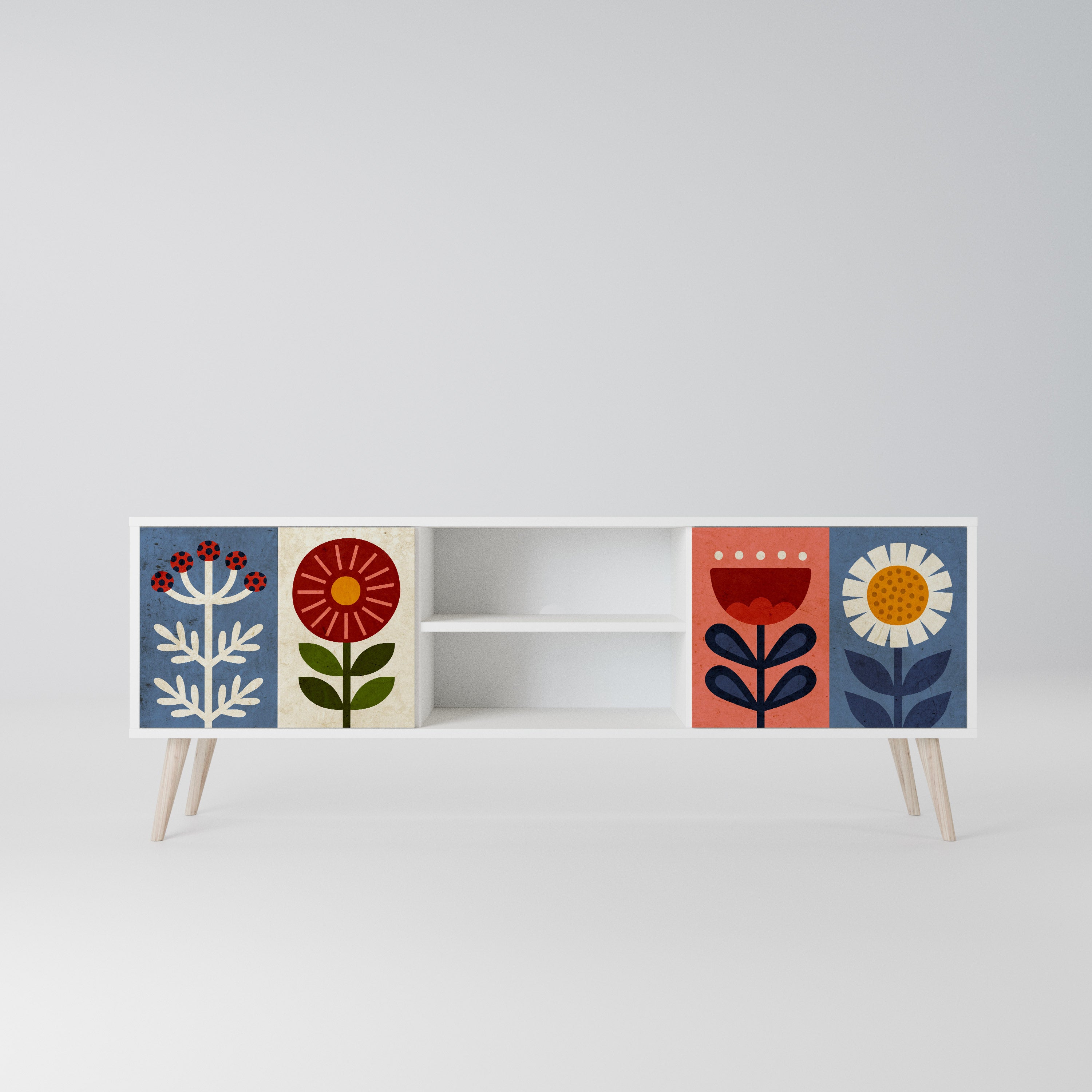 SCANDIC FLOWERET Szafka RTV 2-drzwiowa korpus Biały