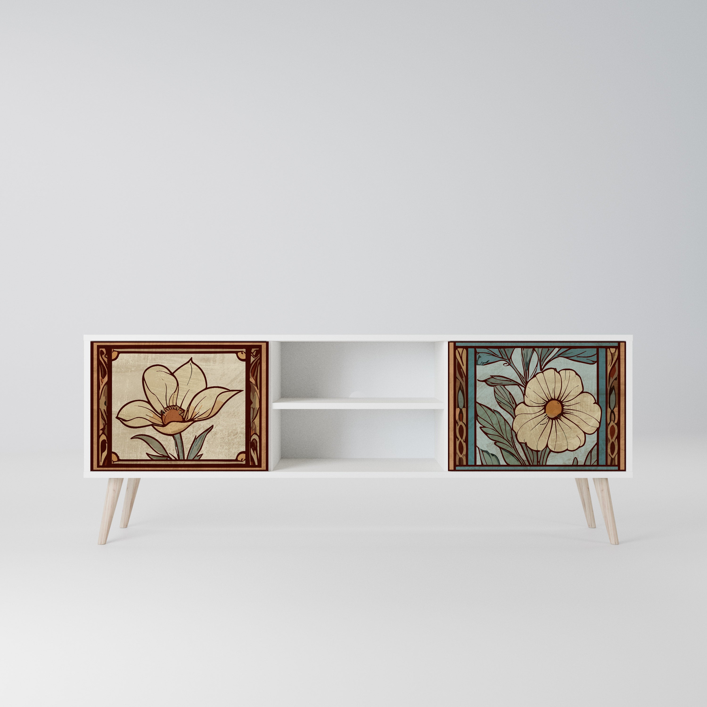 TIMELESS FLORA Szafka RTV 2-drzwiowa korpus Biały