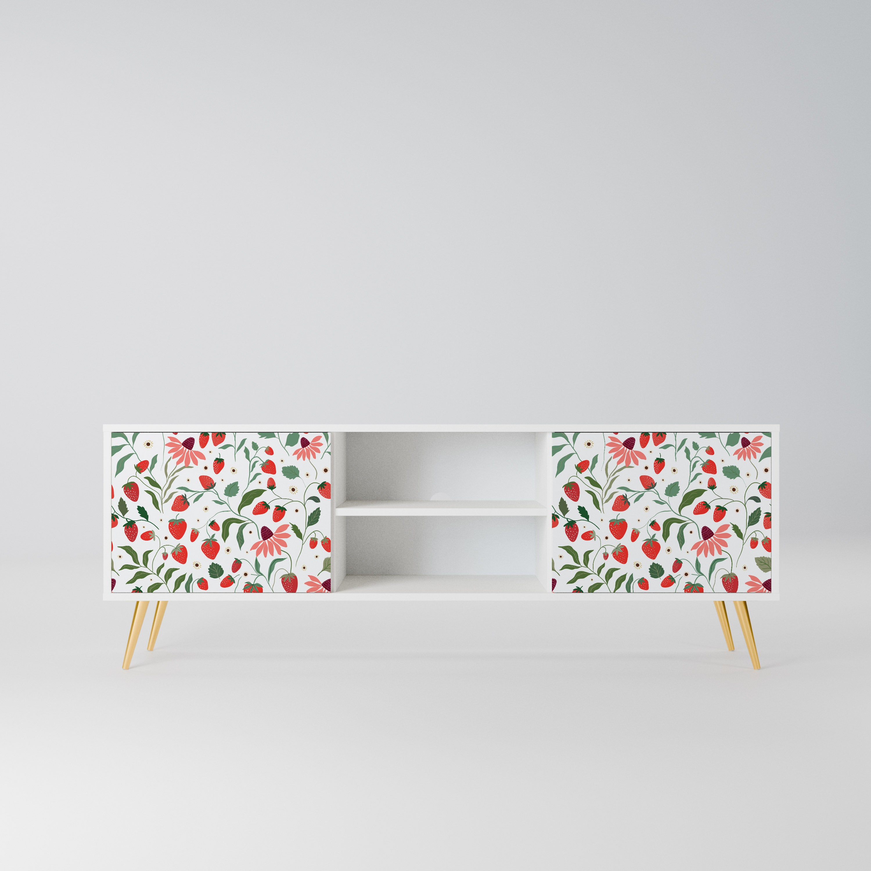 FLOWERS AND STRAWBERRIES Szafka RTV 2-drzwiowa korpus Biały