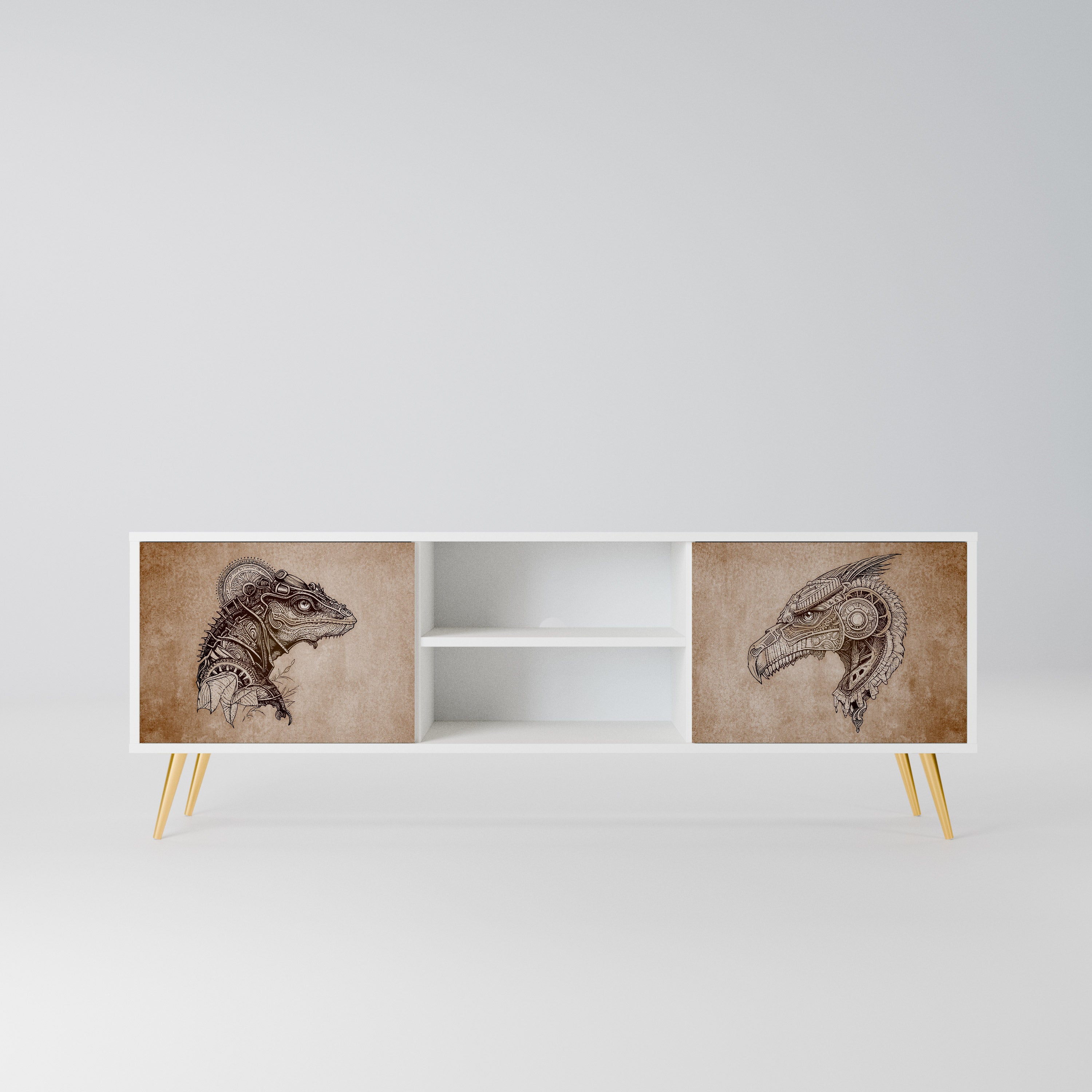 STEAMPUNK CLAN Szafka RTV 2-drzwiowa korpus Biały