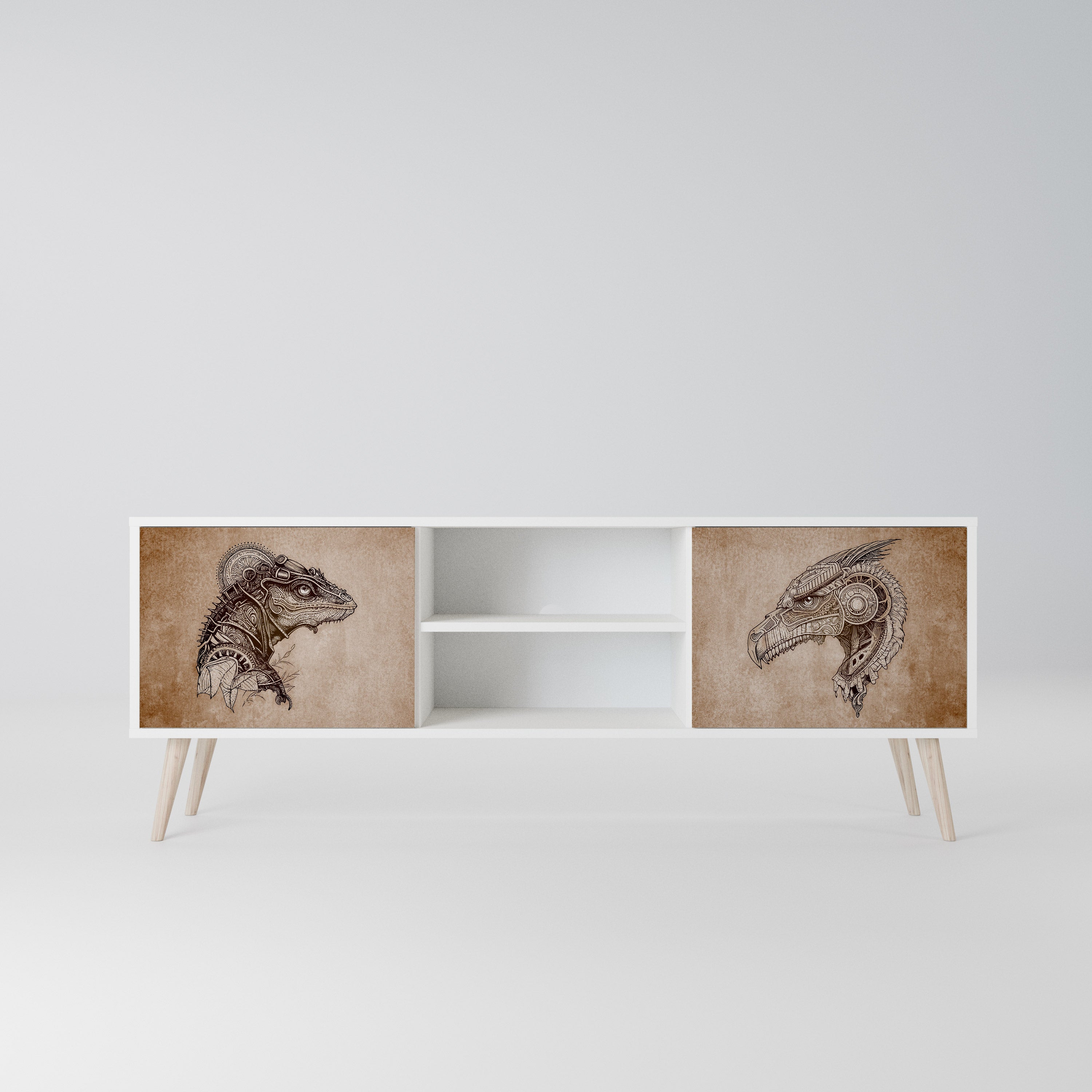 STEAMPUNK CLAN Szafka RTV 2-drzwiowa korpus Biały