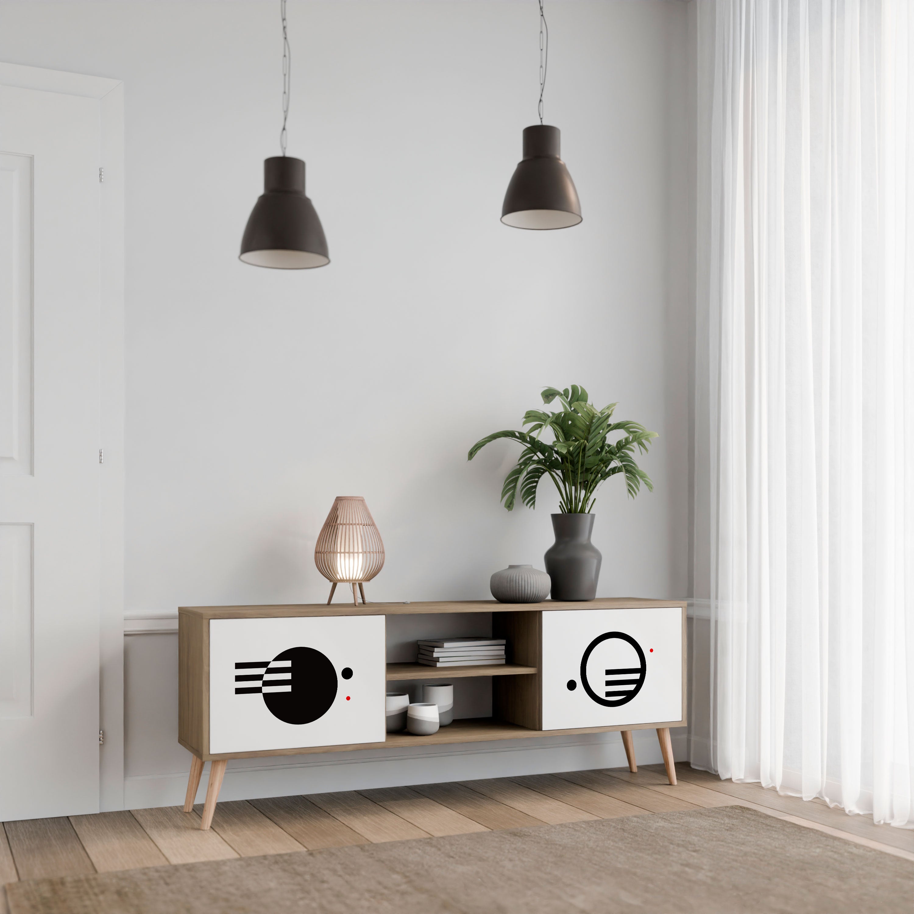 BLACK AND WHITE COMBINATION Szafka RTV 2-drzwiowa