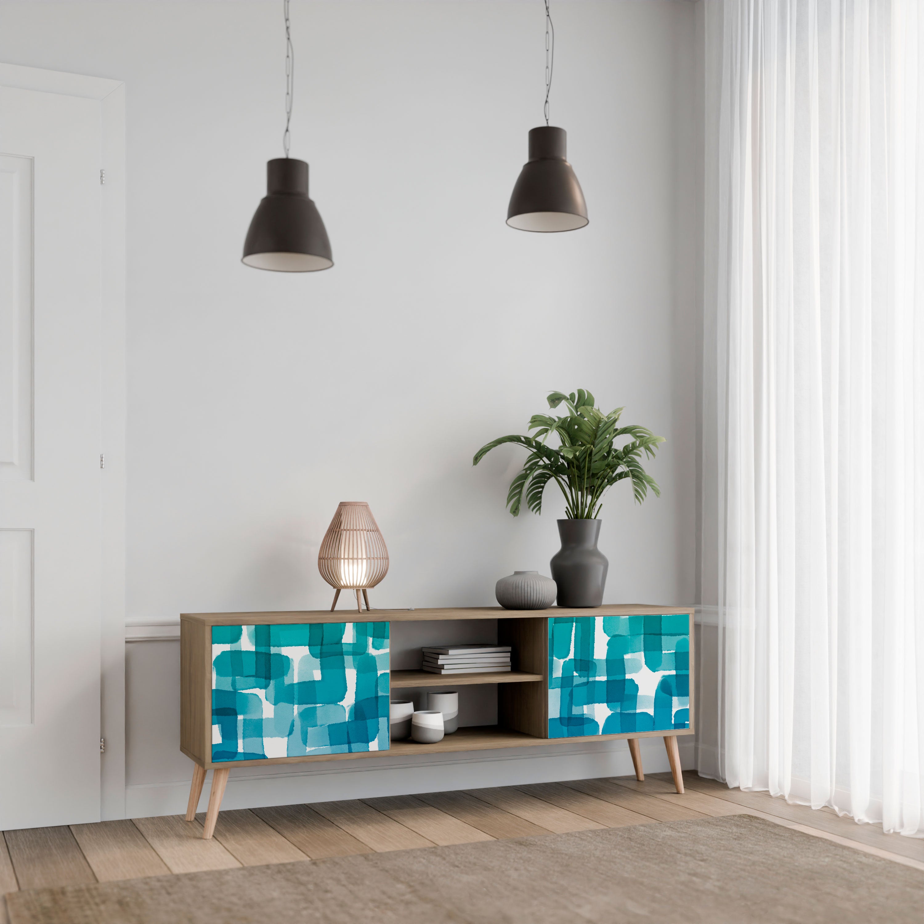 TURQUOISE RECTANGLES Szafka RTV 2-drzwiowa