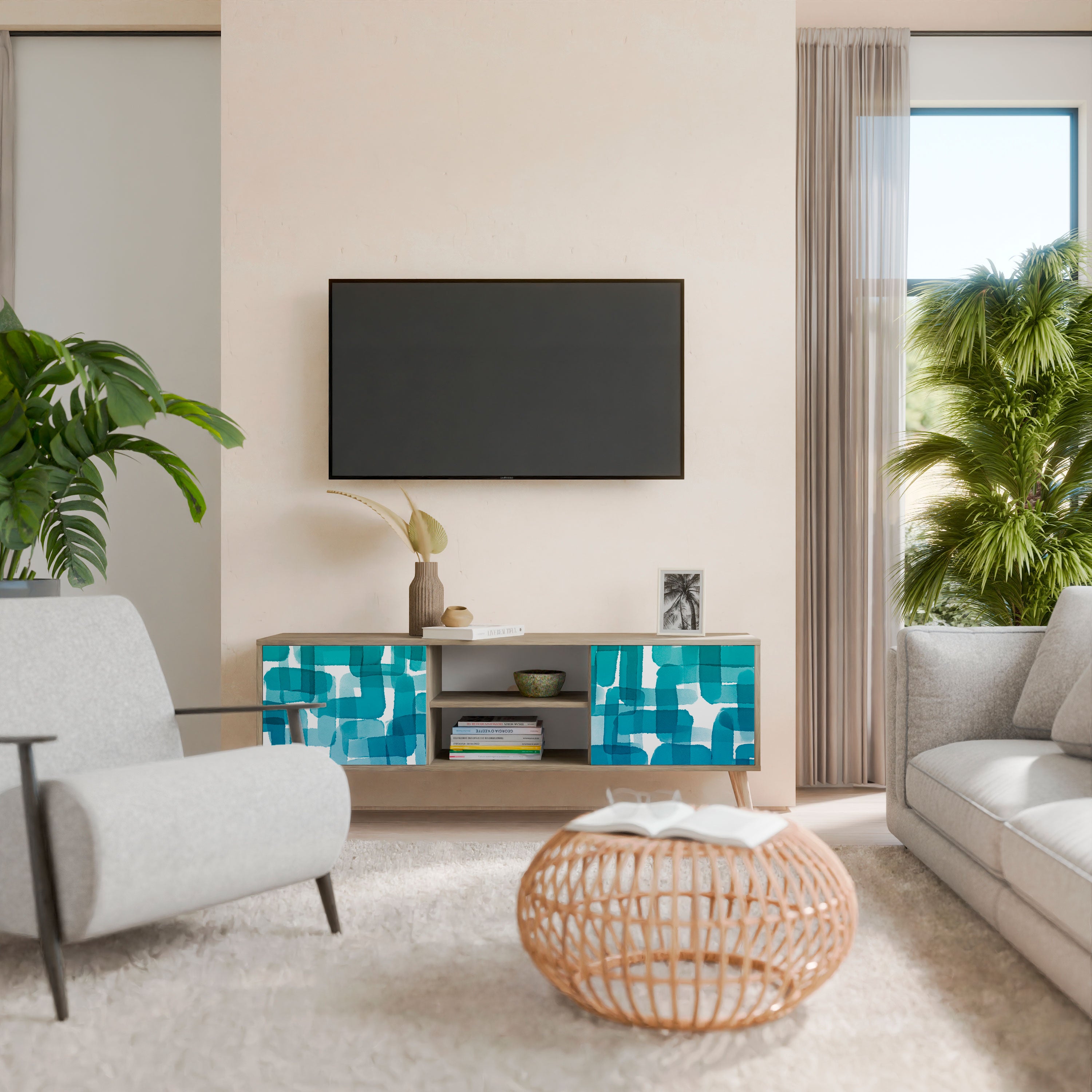 TURQUOISE RECTANGLES Szafka RTV 2-drzwiowa