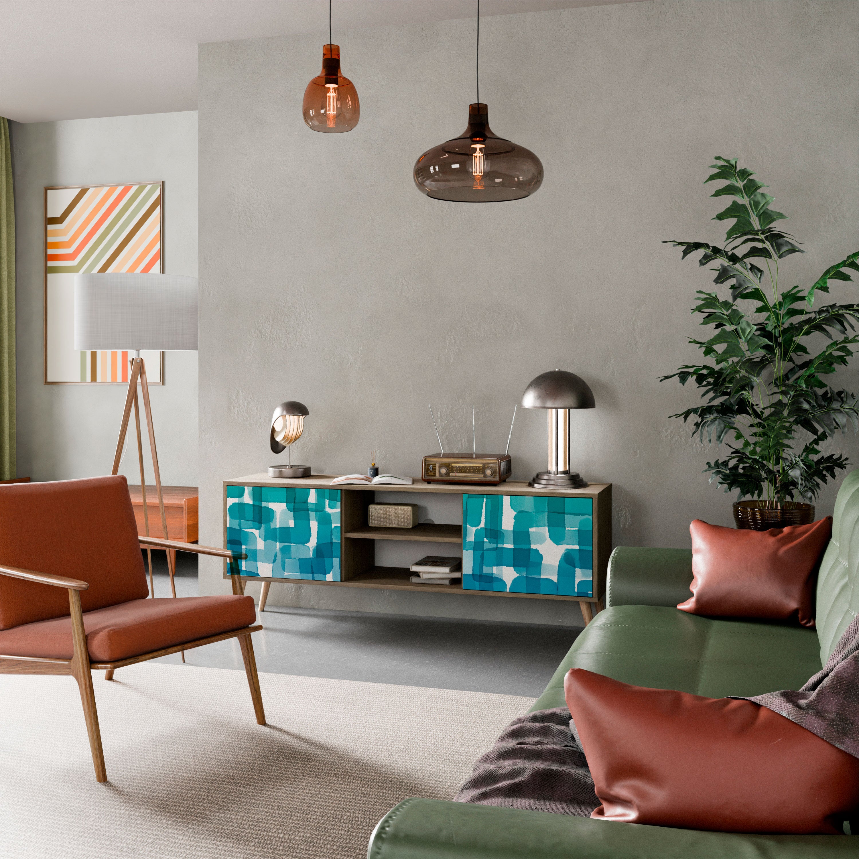 TURQUOISE RECTANGLES Szafka RTV 2-drzwiowa