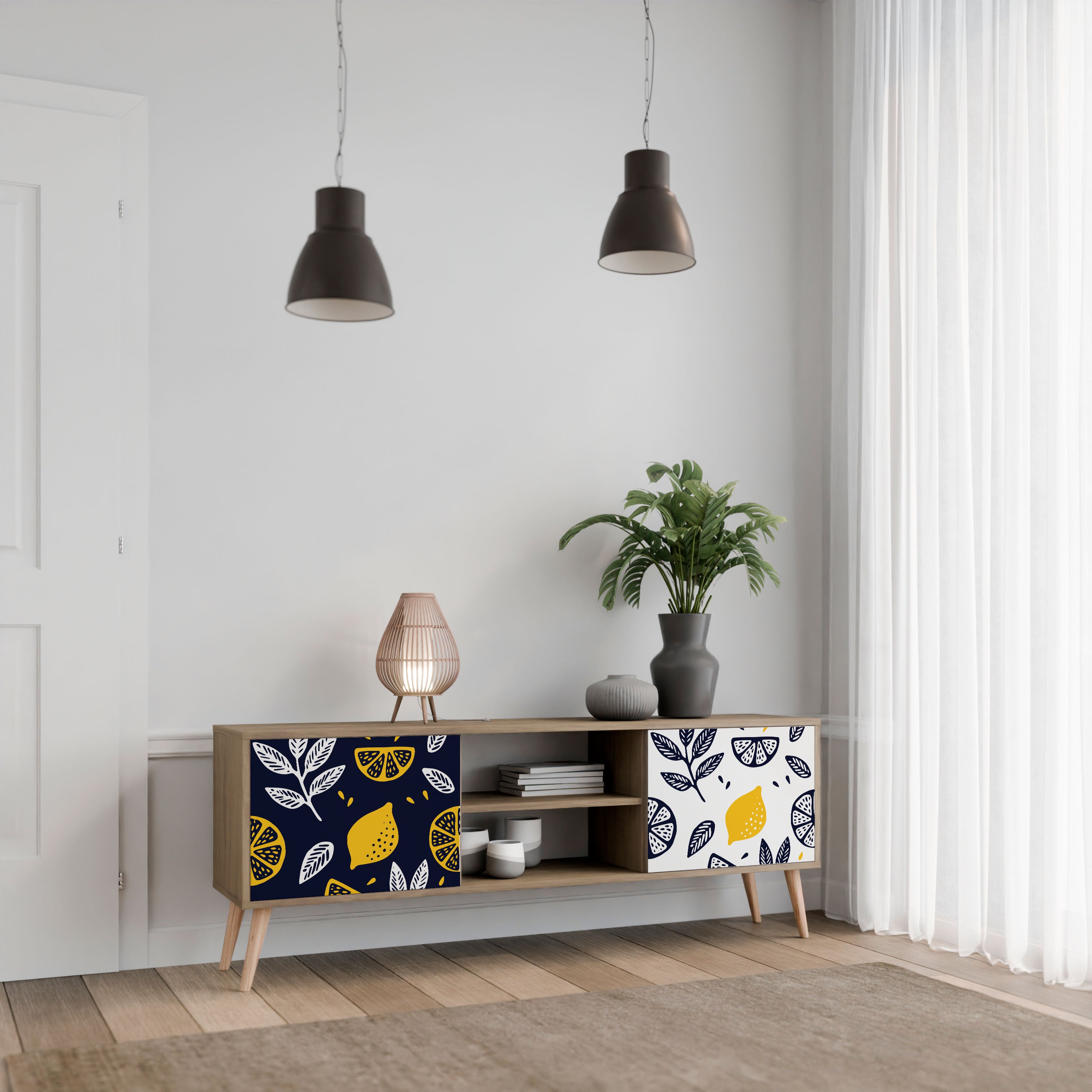 CITRUS BLACK AND WHITE Szafka RTV 2-drzwiowa
