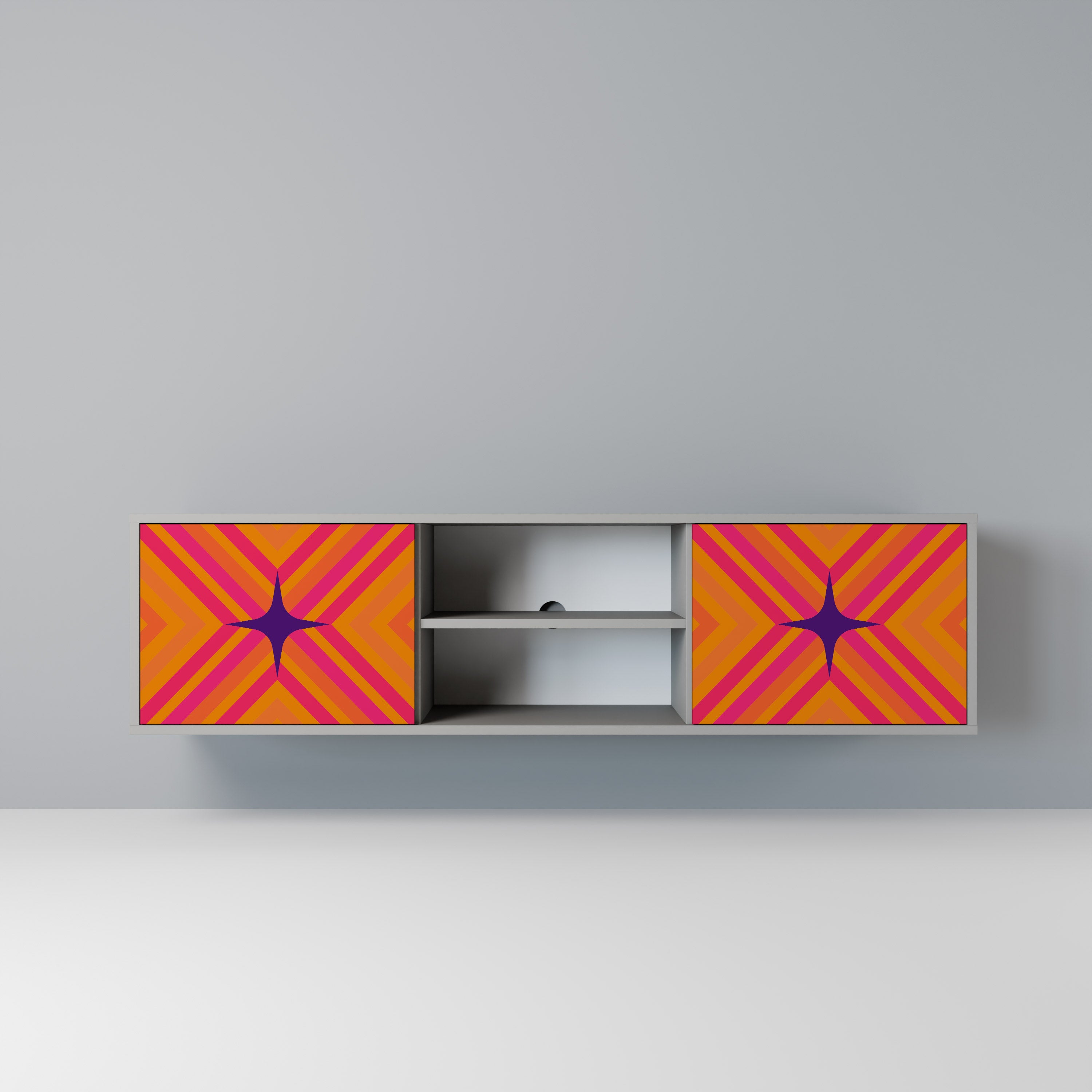 GEOMETRIC BRILLIANCE Szafka RTV 2-drzwiowa korpus Szary