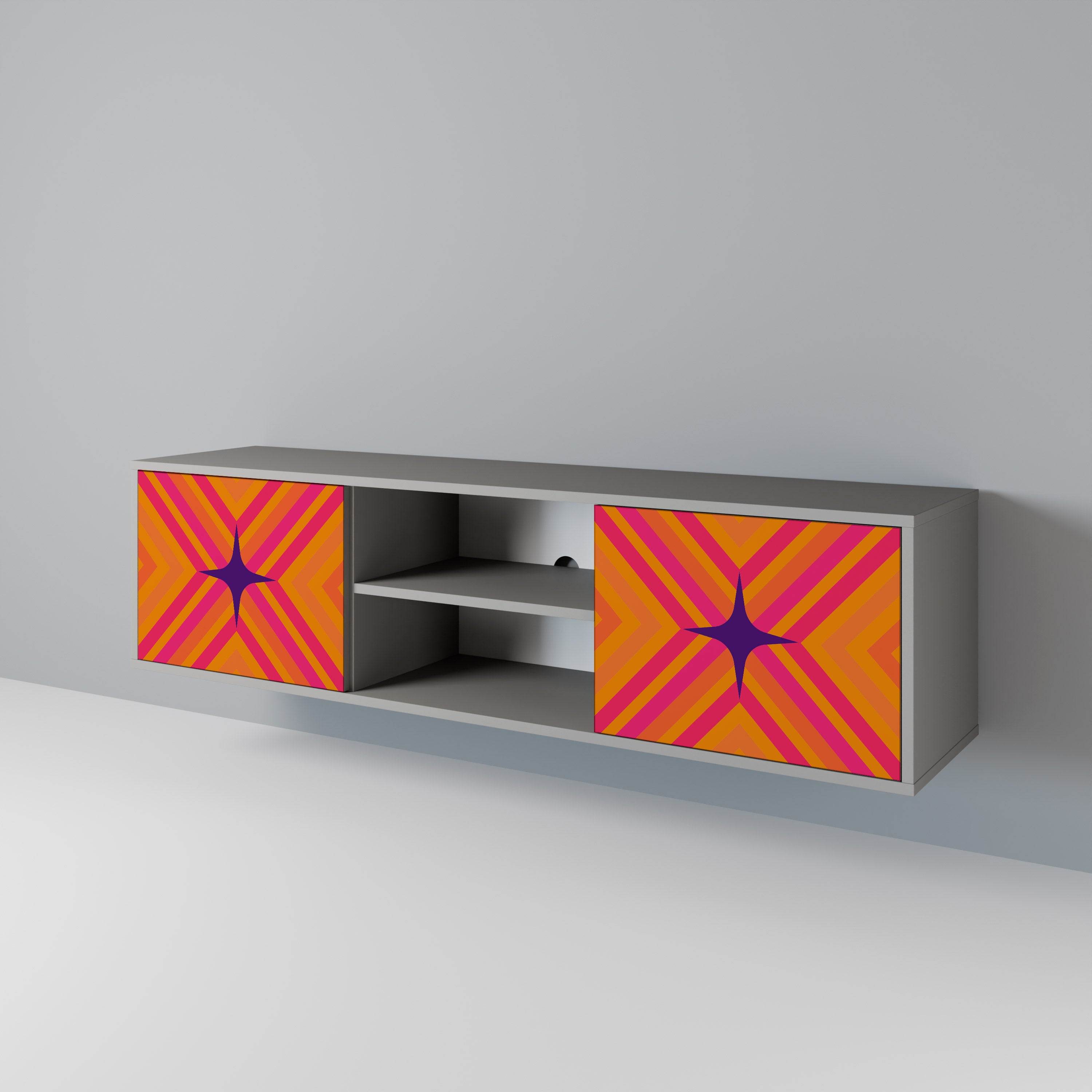GEOMETRIC BRILLIANCE Szafka RTV 2-drzwiowa korpus Szary