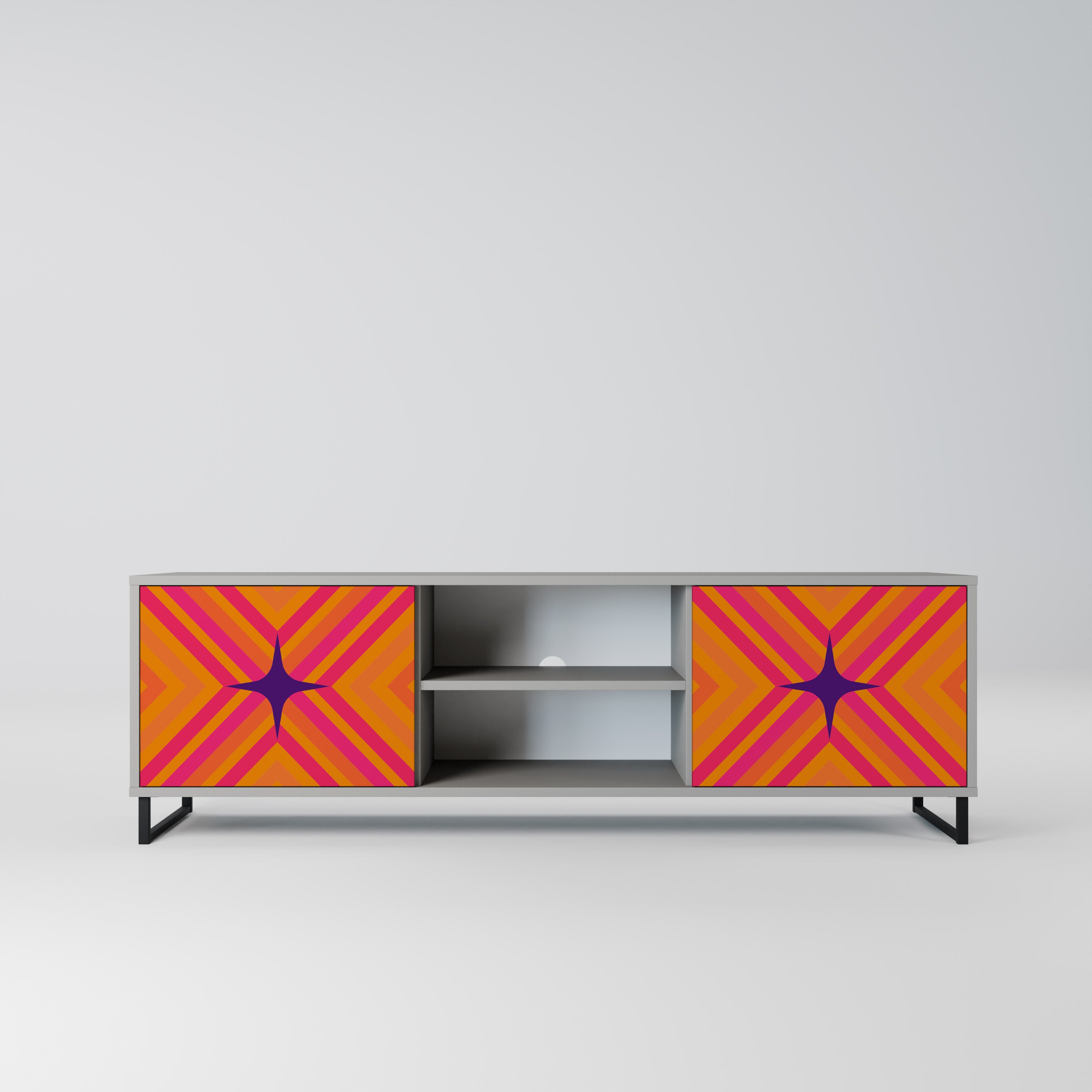 GEOMETRIC BRILLIANCE Szafka RTV 2-drzwiowa korpus Szary