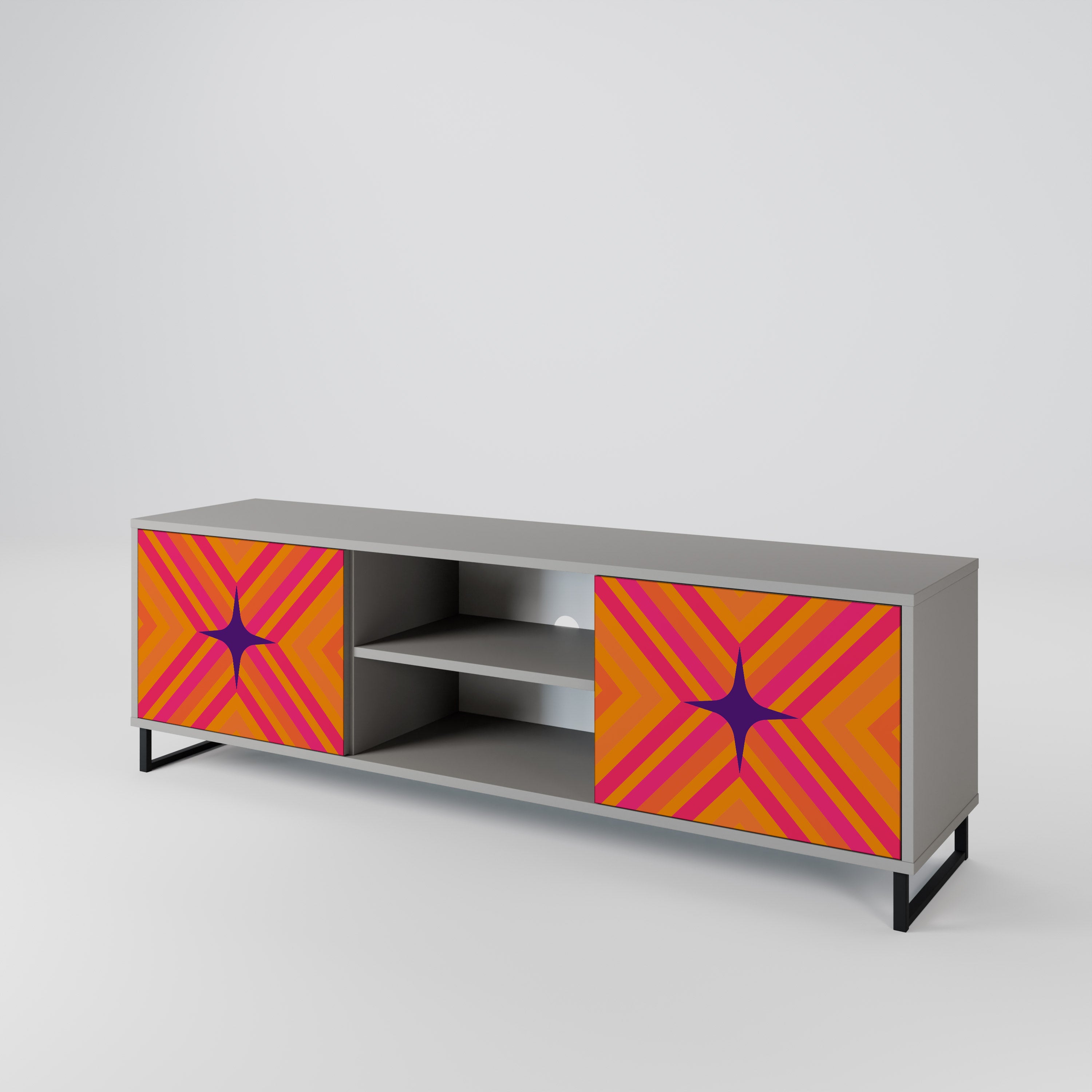GEOMETRIC BRILLIANCE Szafka RTV 2-drzwiowa korpus Szary