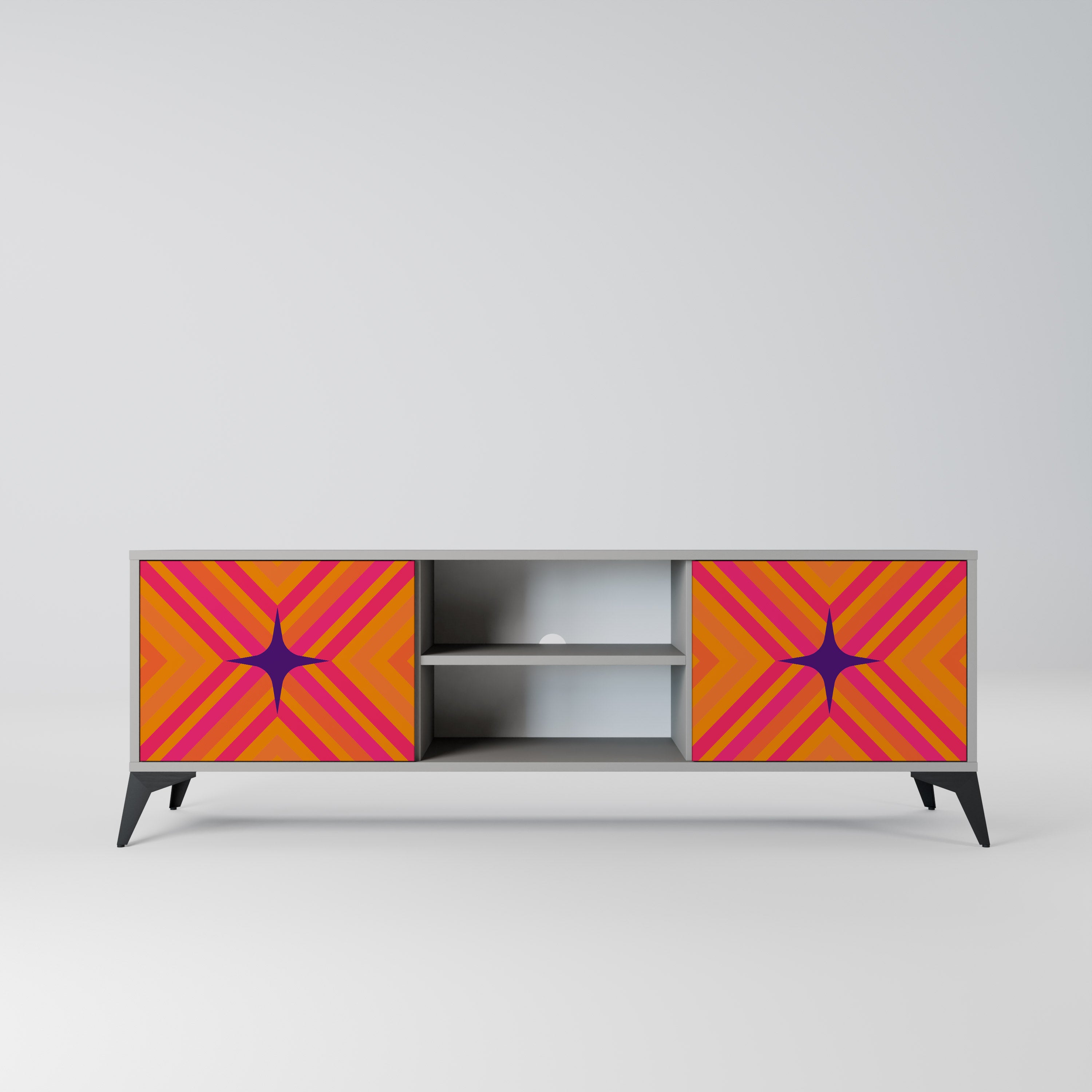 GEOMETRIC BRILLIANCE Szafka RTV 2-drzwiowa korpus Szary