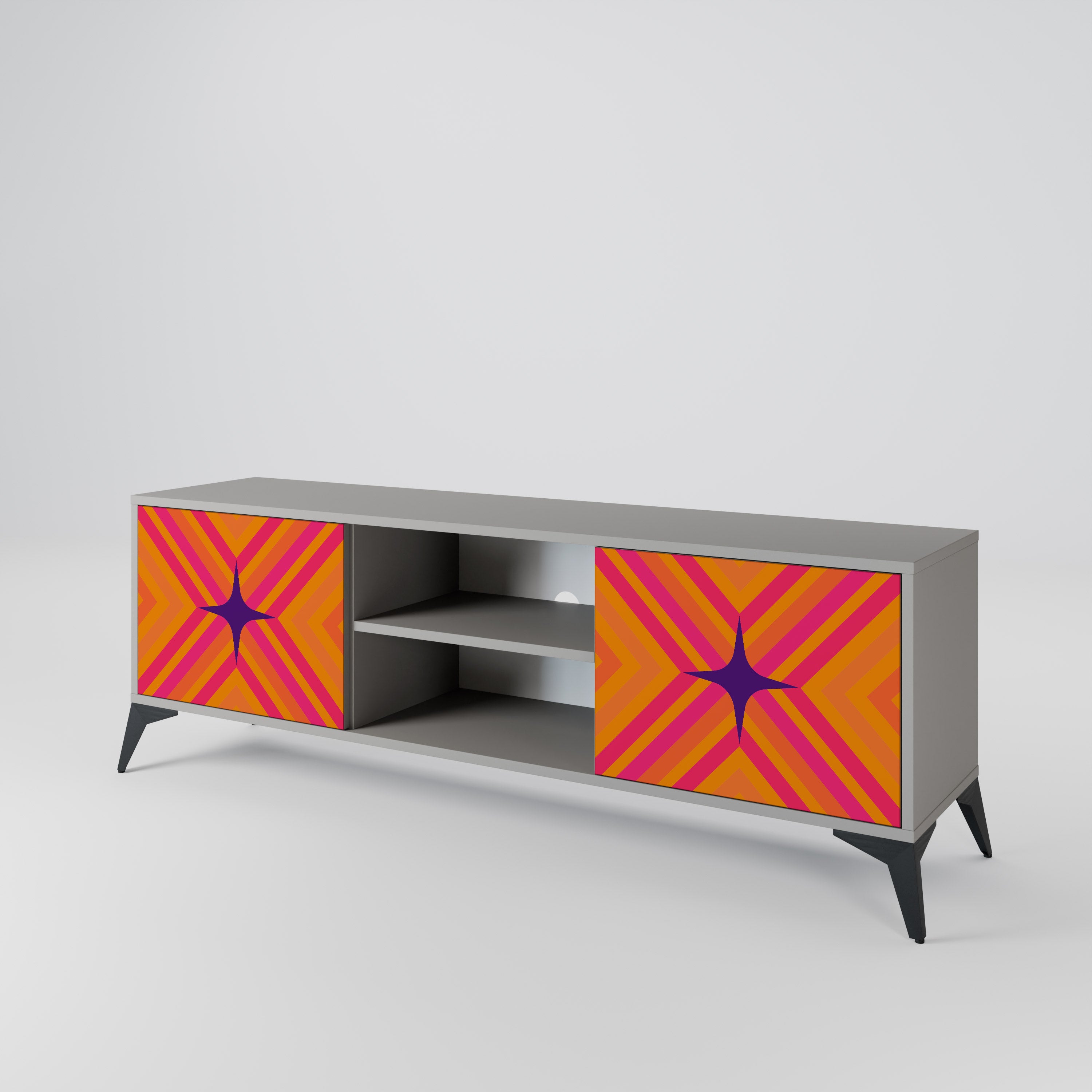 GEOMETRIC BRILLIANCE Szafka RTV 2-drzwiowa korpus Szary
