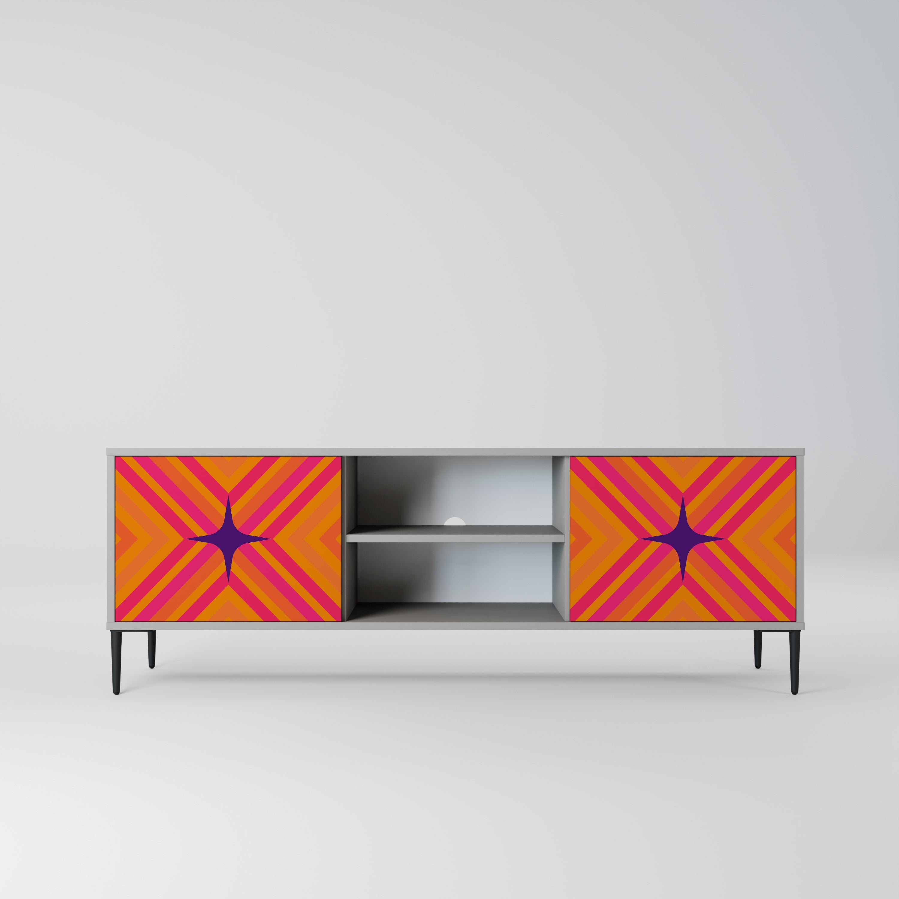 GEOMETRIC BRILLIANCE Szafka RTV 2-drzwiowa korpus Szary