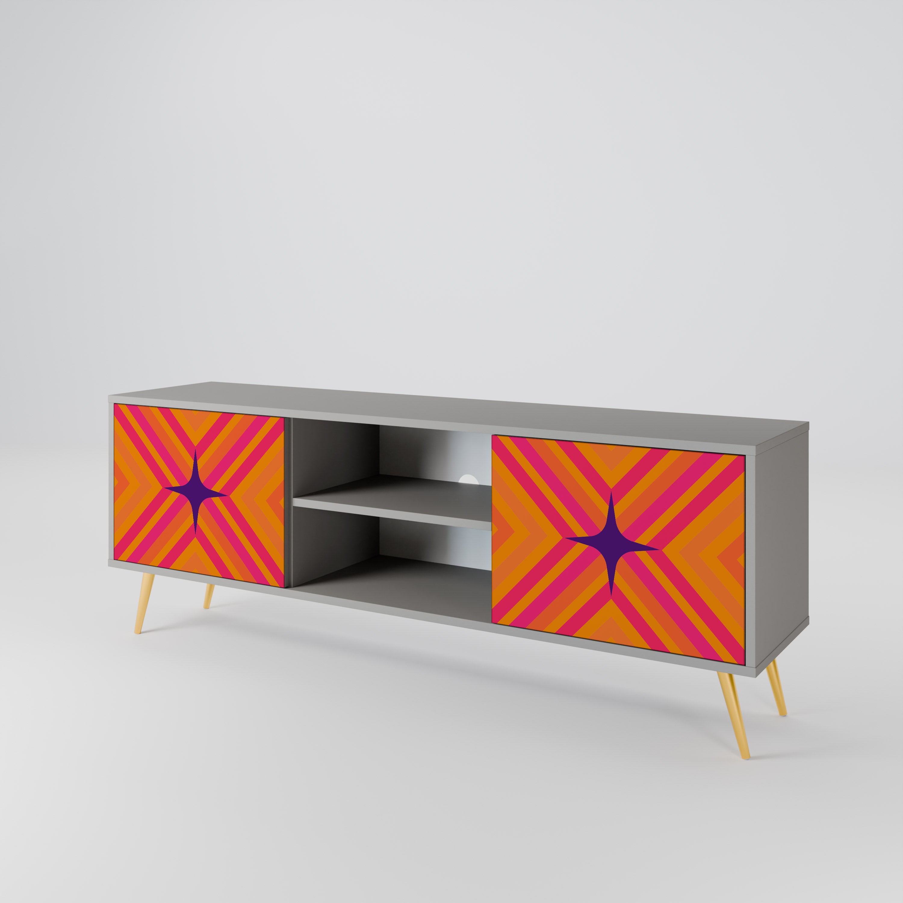 GEOMETRIC BRILLIANCE Szafka RTV 2-drzwiowa korpus Szary