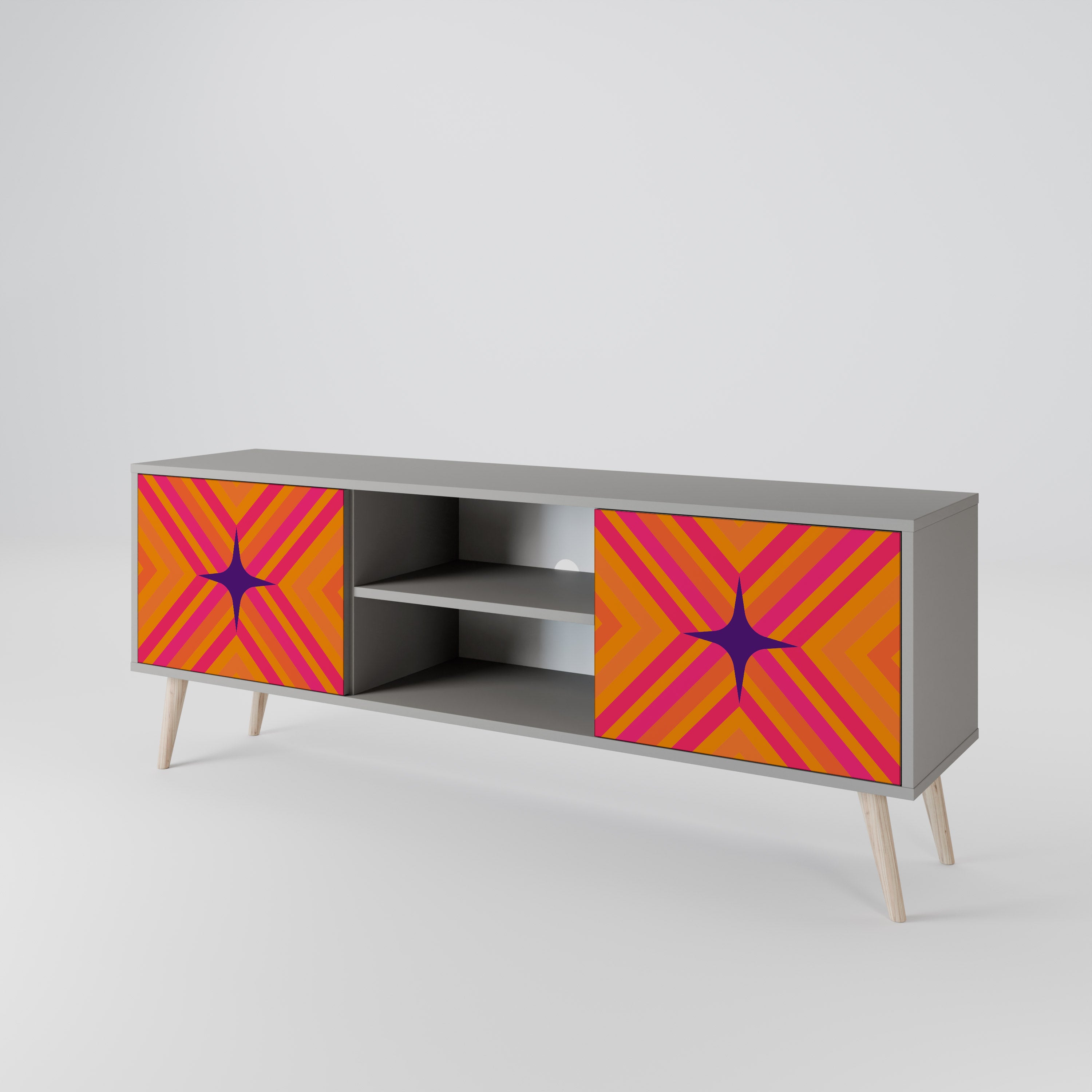 GEOMETRIC BRILLIANCE Szafka RTV 2-drzwiowa korpus Szary