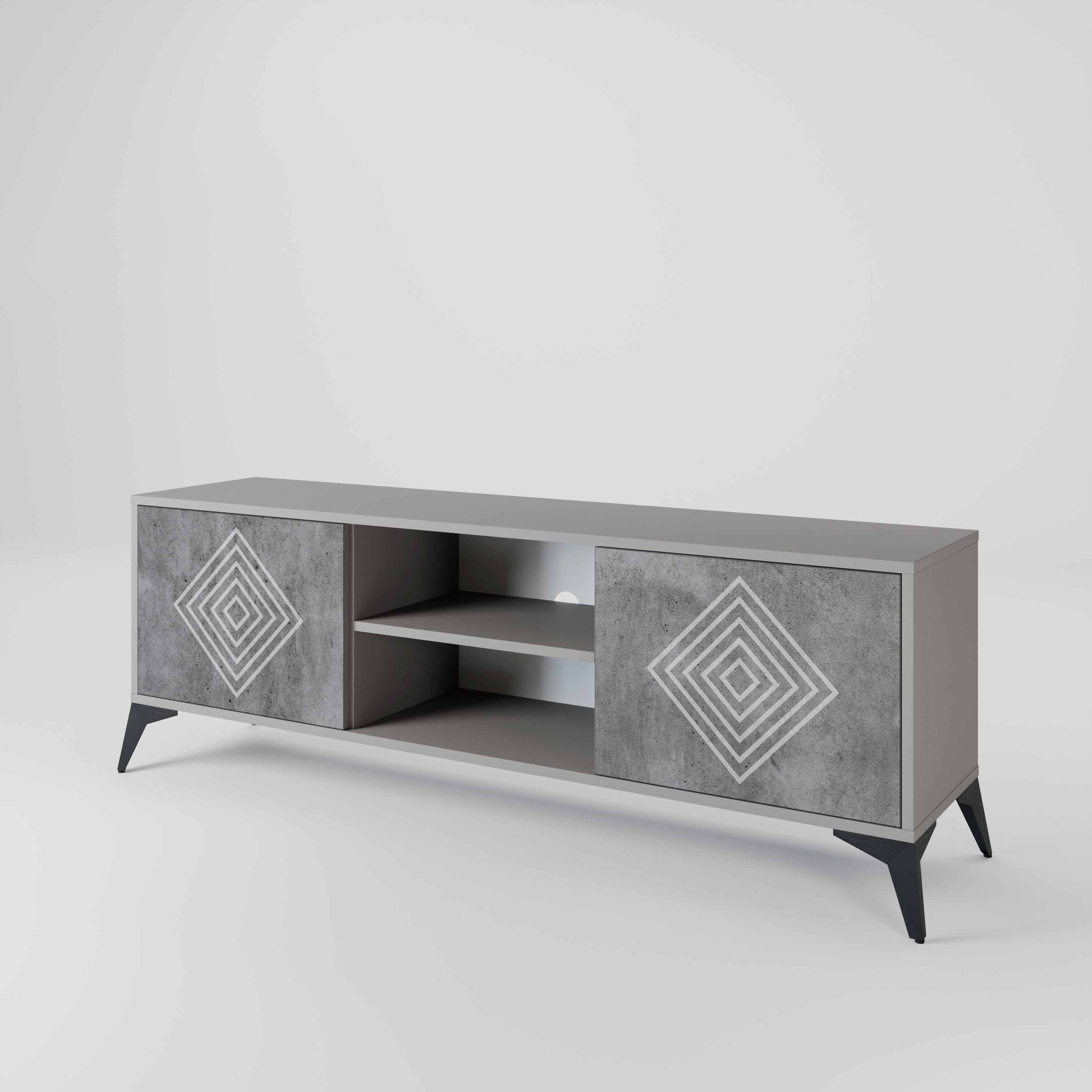 POLYGONAL ARTISTRY Szafka RTV 2-drzwiowa korpus Szary