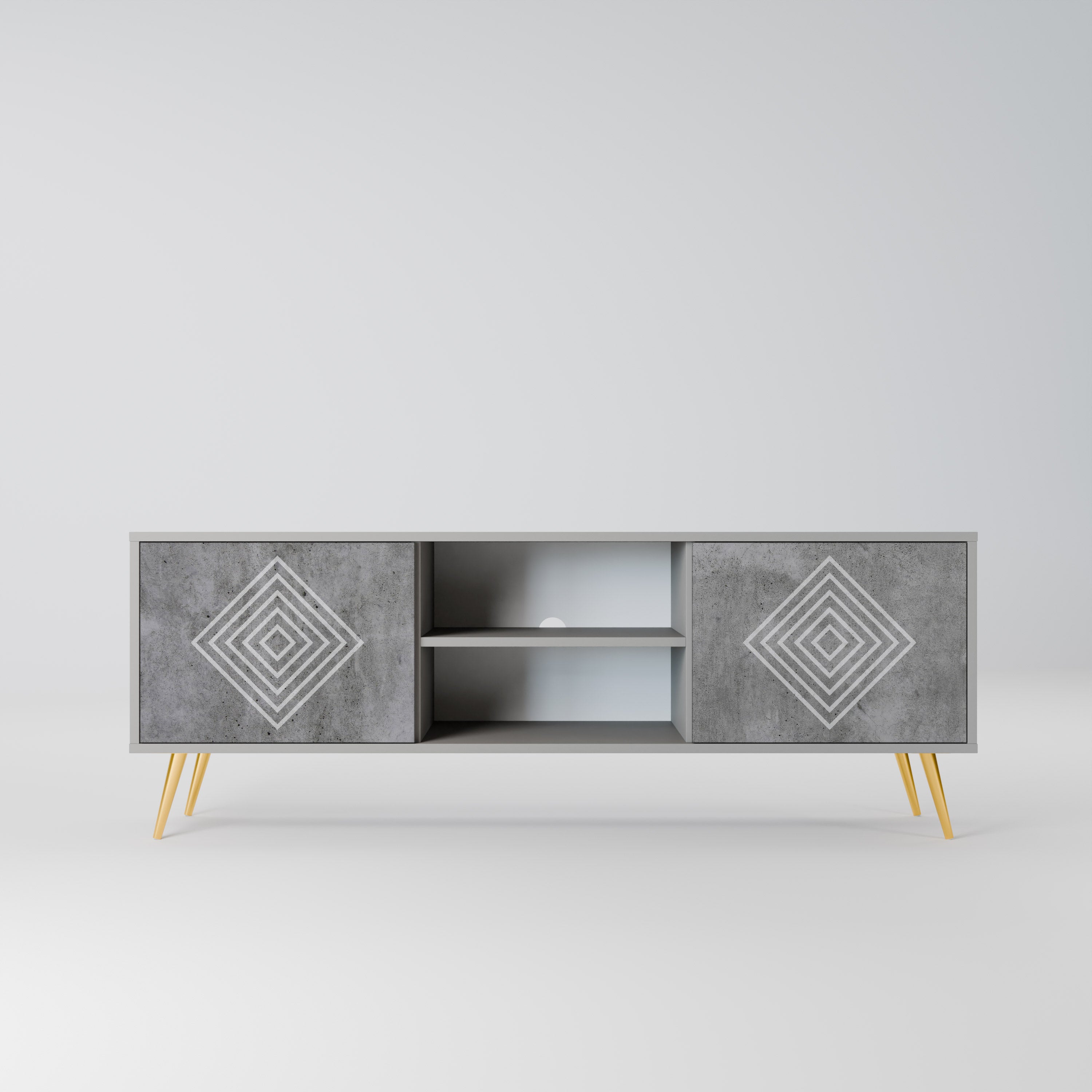 POLYGONAL ARTISTRY Szafka RTV 2-drzwiowa korpus Szary