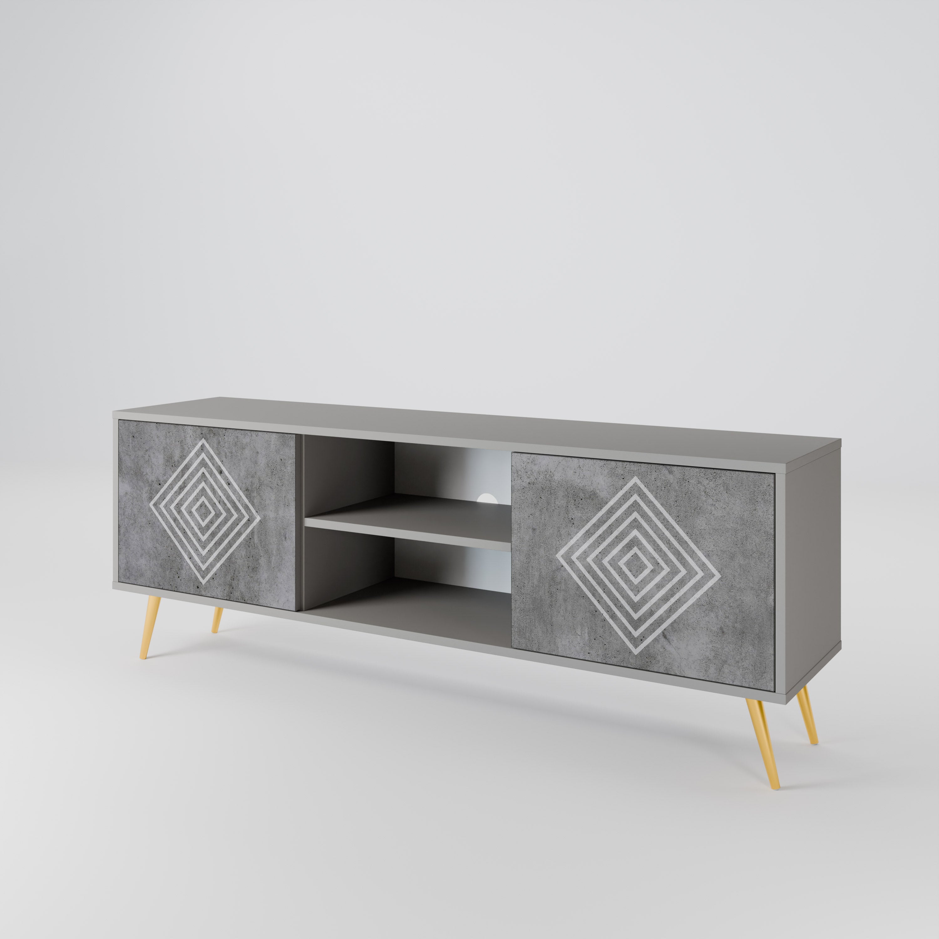 POLYGONAL ARTISTRY Szafka RTV 2-drzwiowa korpus Szary