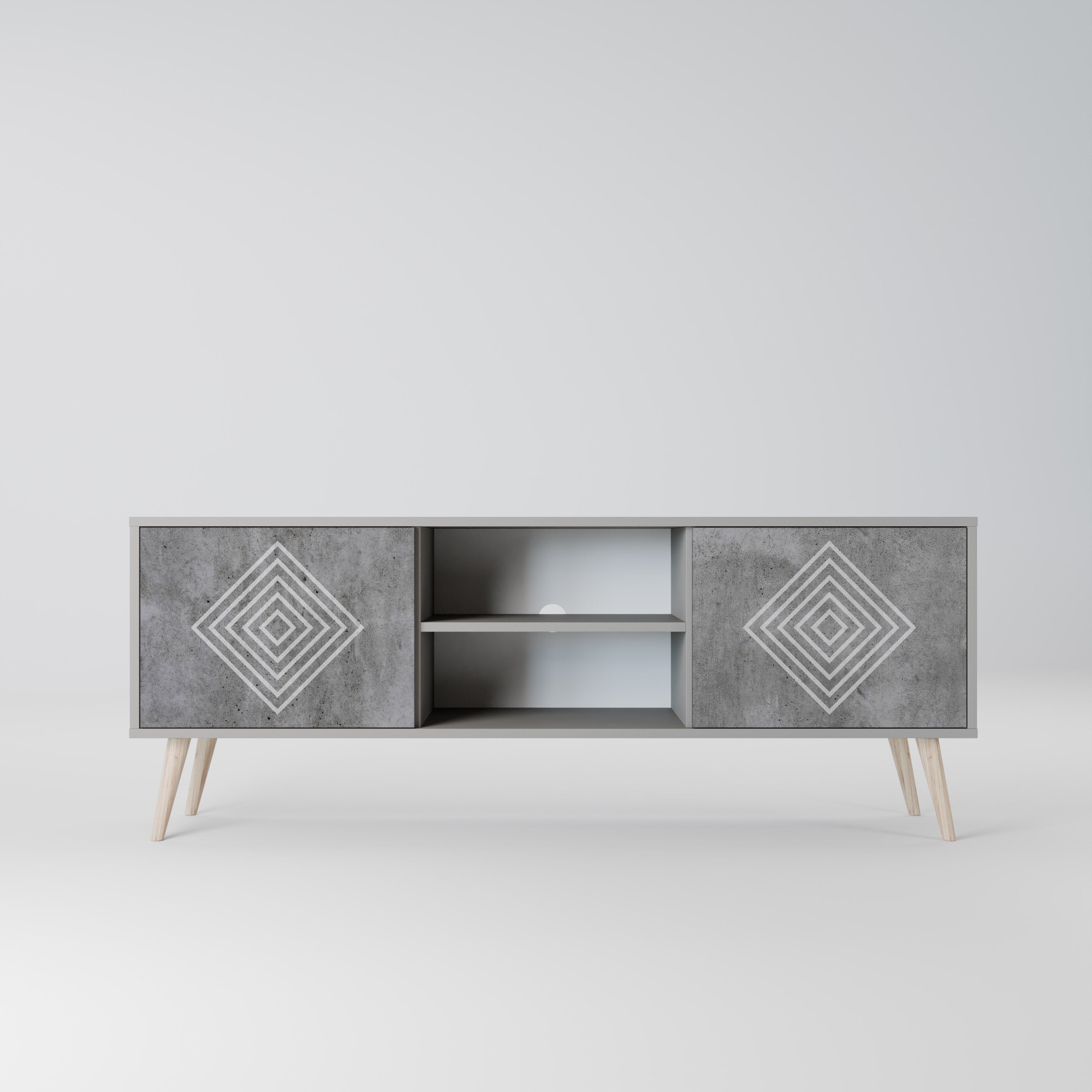 POLYGONAL ARTISTRY Szafka RTV 2-drzwiowa korpus Szary