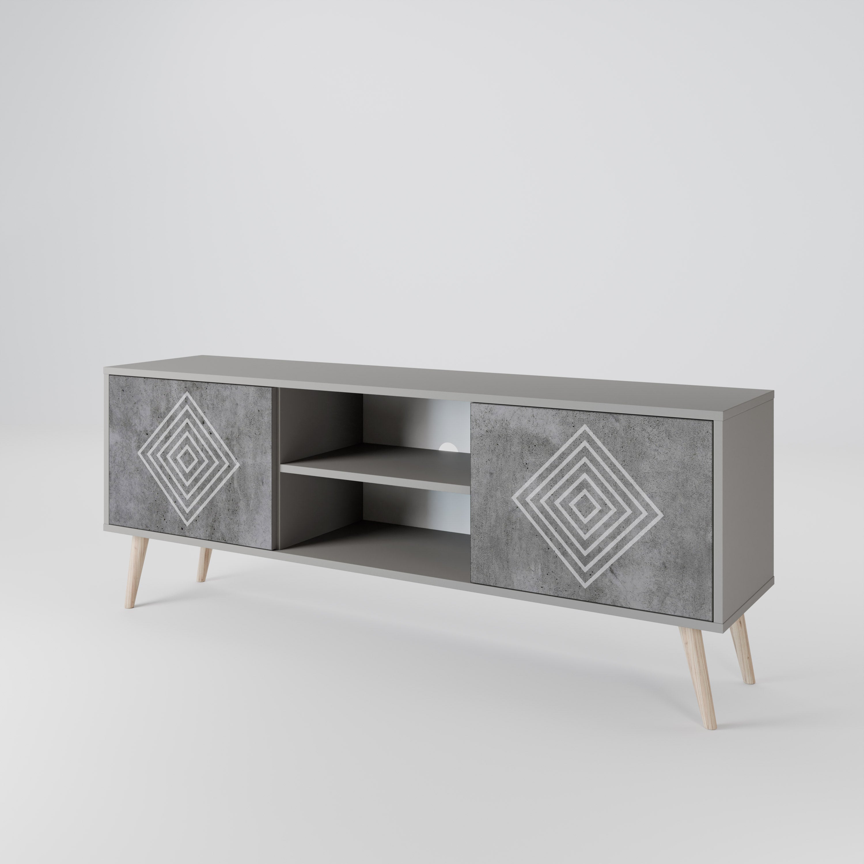 POLYGONAL ARTISTRY Szafka RTV 2-drzwiowa korpus Szary