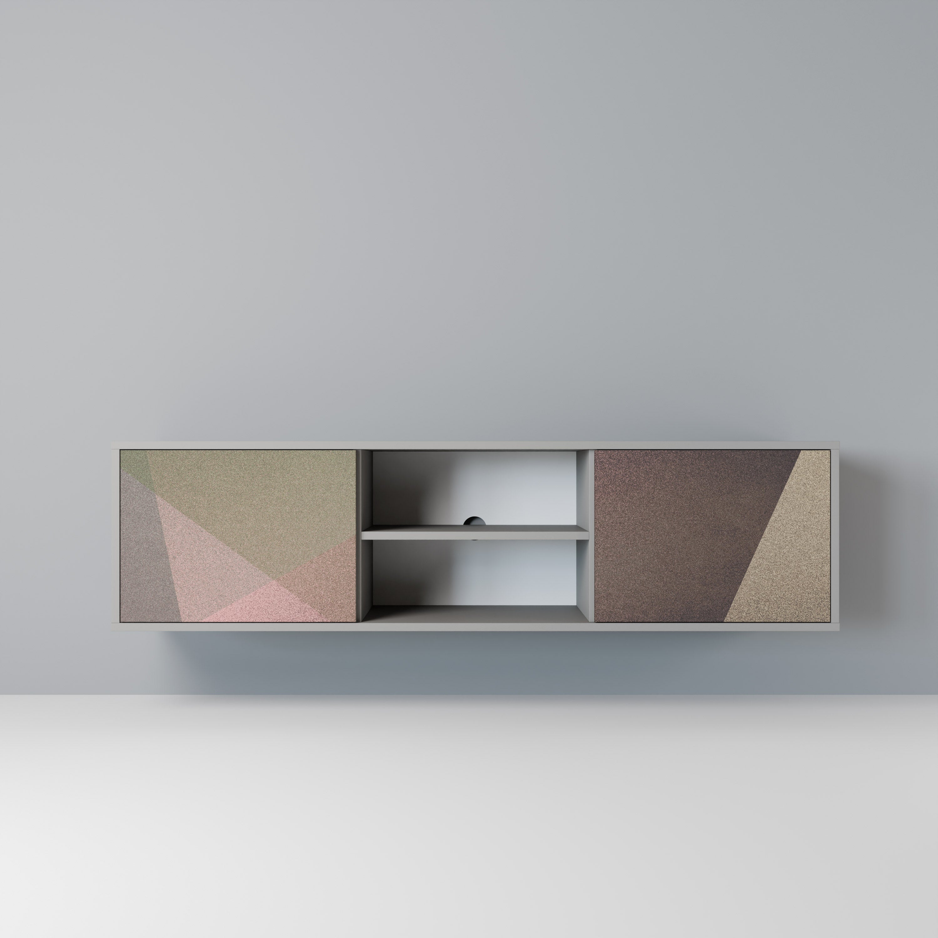 BEIGE GEOMETRY Szafka RTV 2-drzwiowa korpus Szary