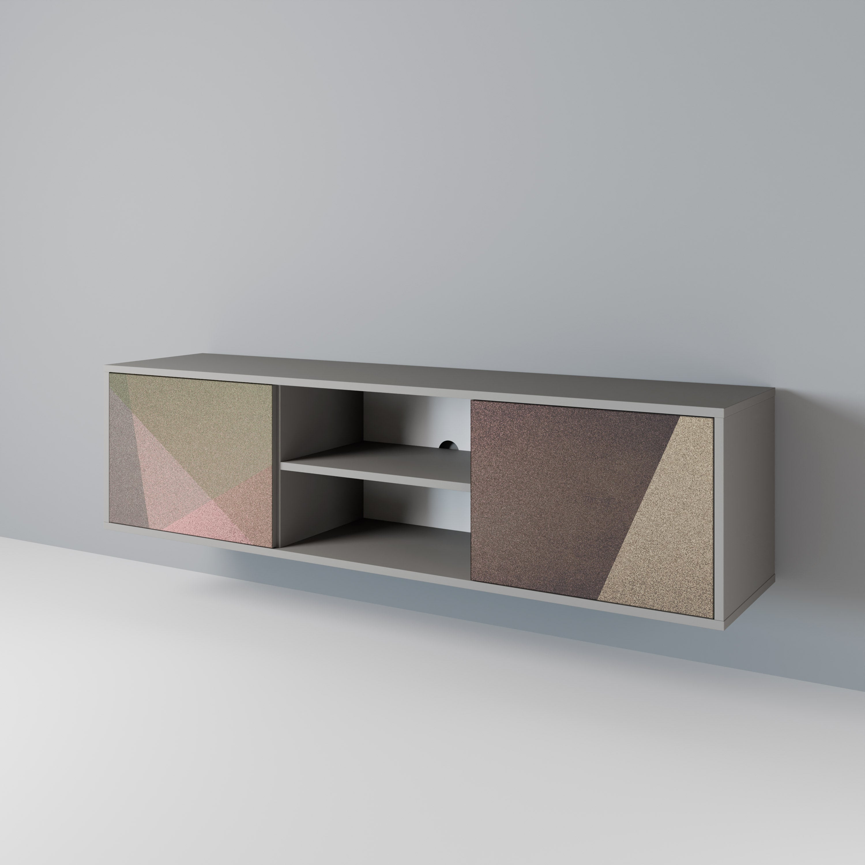 BEIGE GEOMETRY Szafka RTV 2-drzwiowa korpus Szary