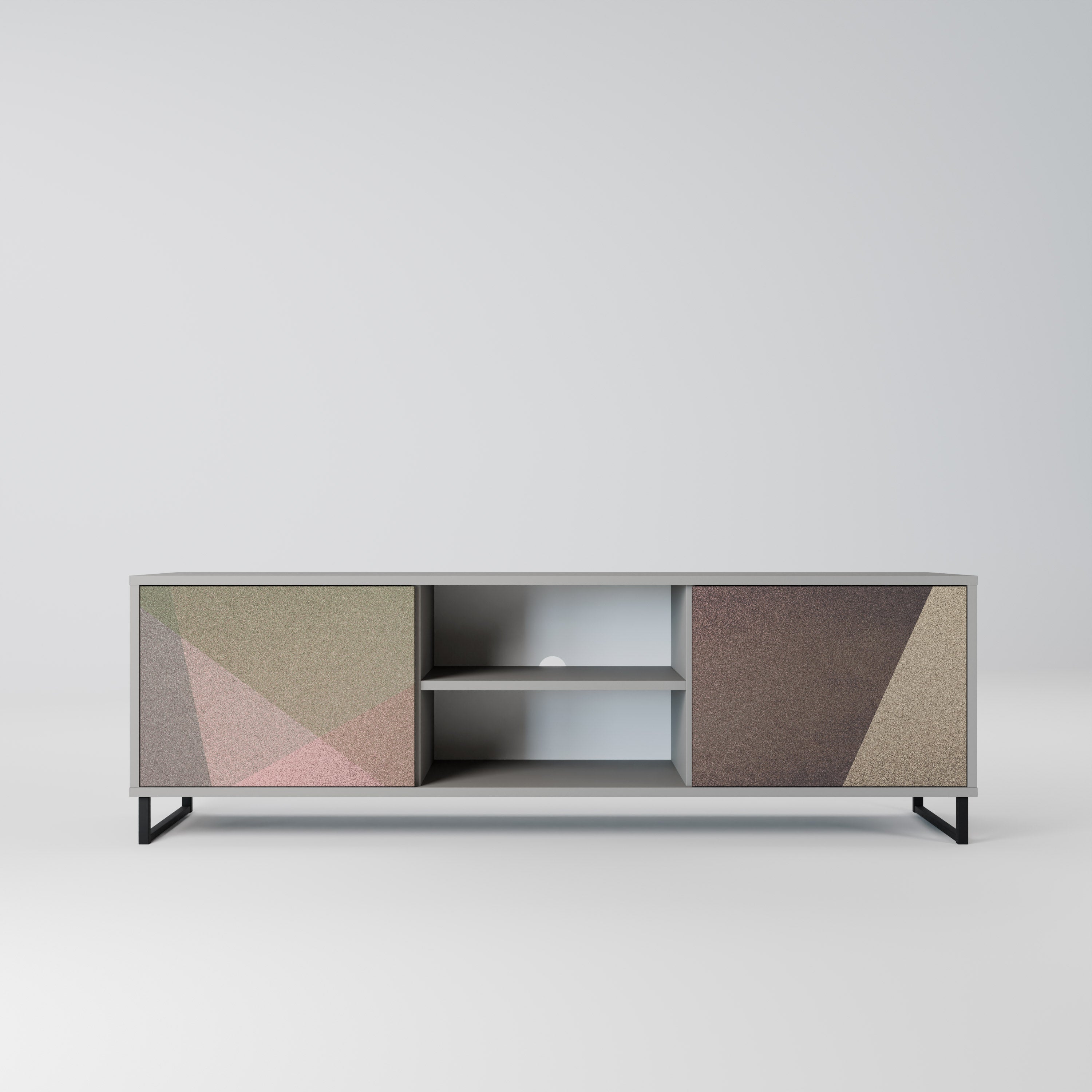 BEIGE GEOMETRY Szafka RTV 2-drzwiowa korpus Szary