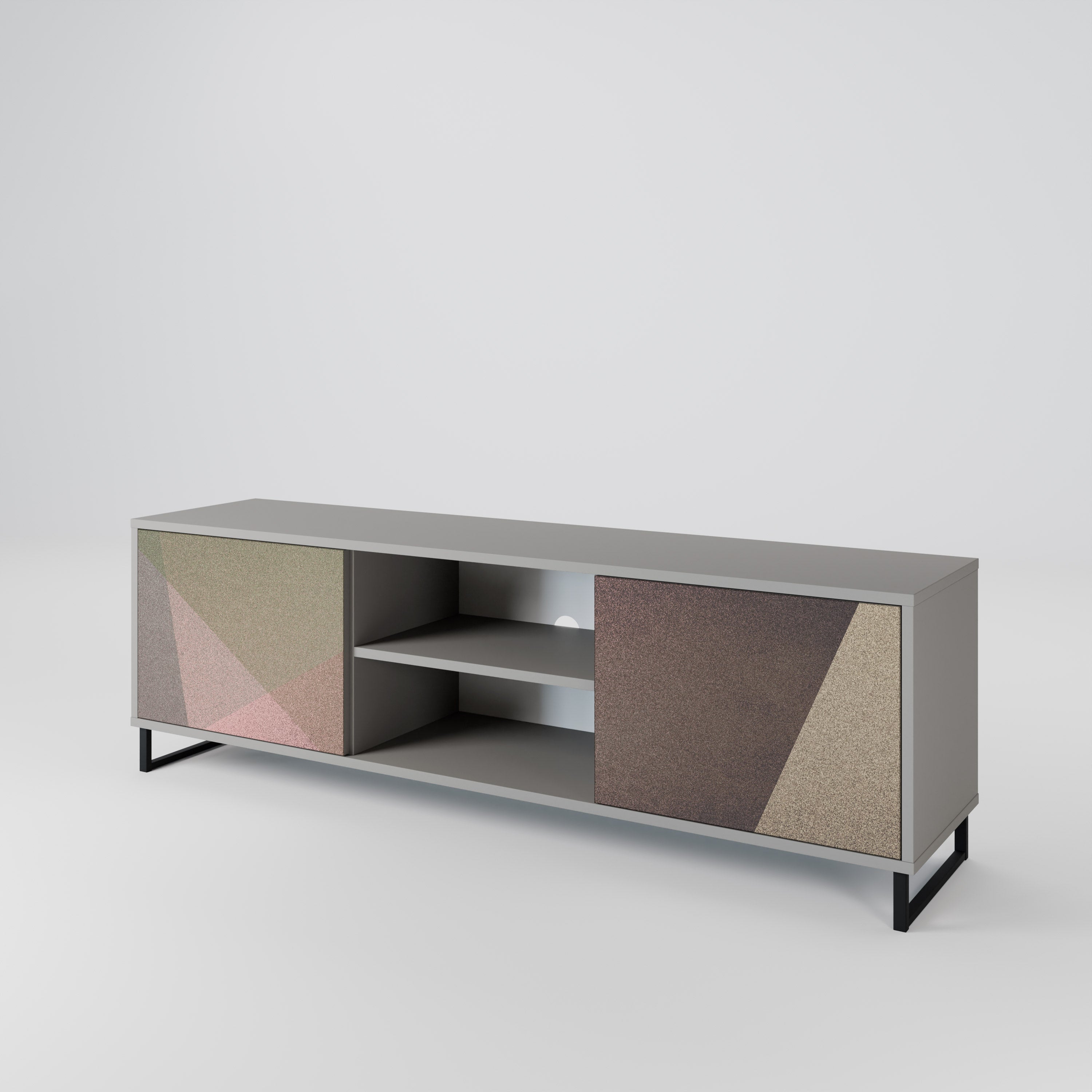 BEIGE GEOMETRY Szafka RTV 2-drzwiowa korpus Szary