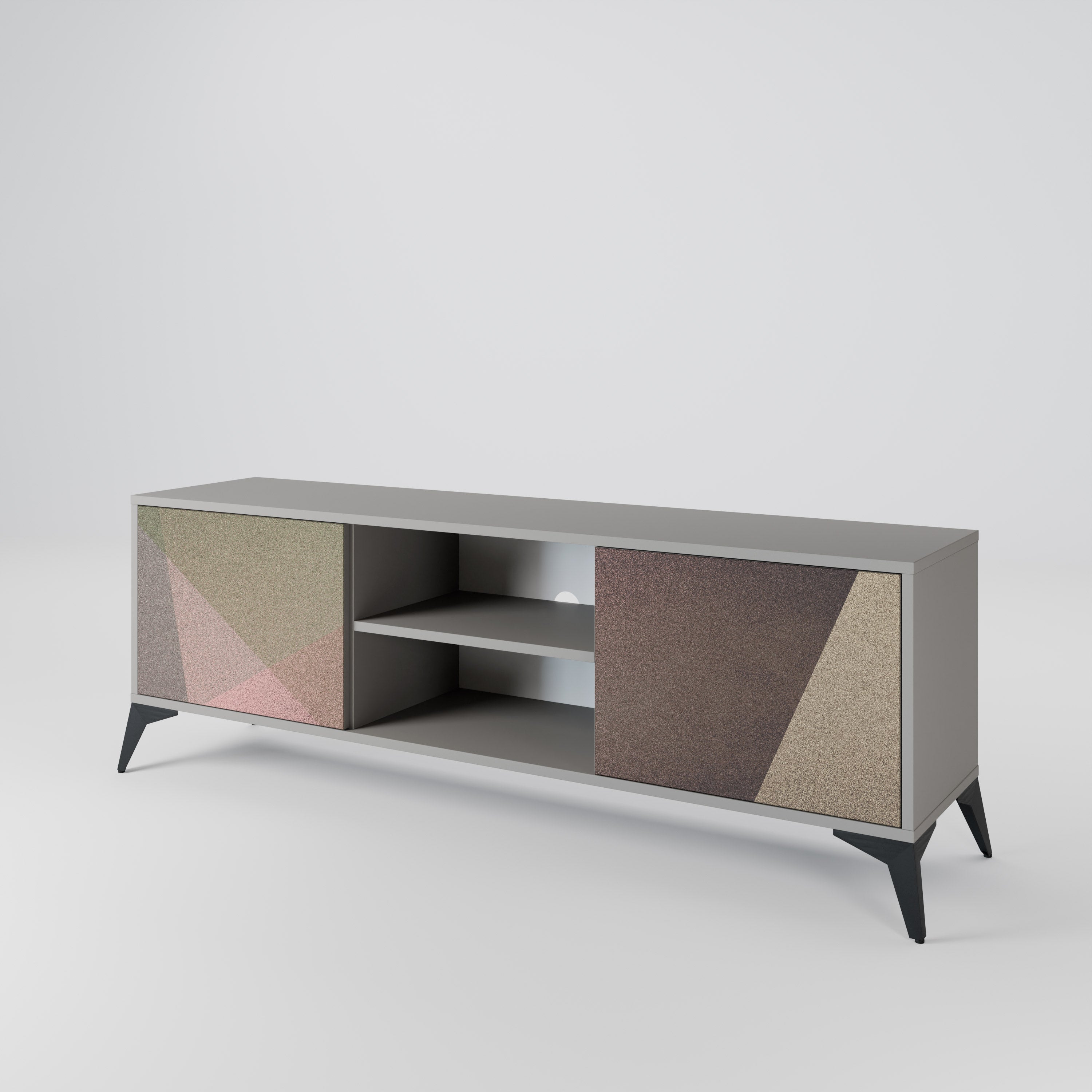 BEIGE GEOMETRY Szafka RTV 2-drzwiowa korpus Szary