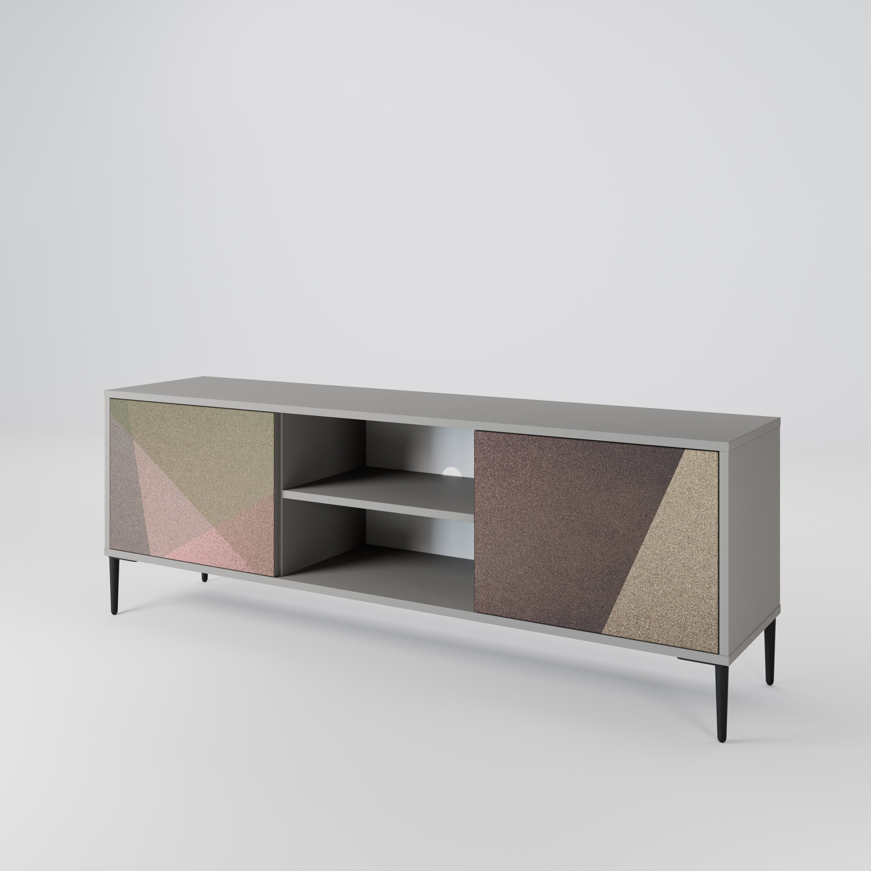 BEIGE GEOMETRY Szafka RTV 2-drzwiowa korpus Szary