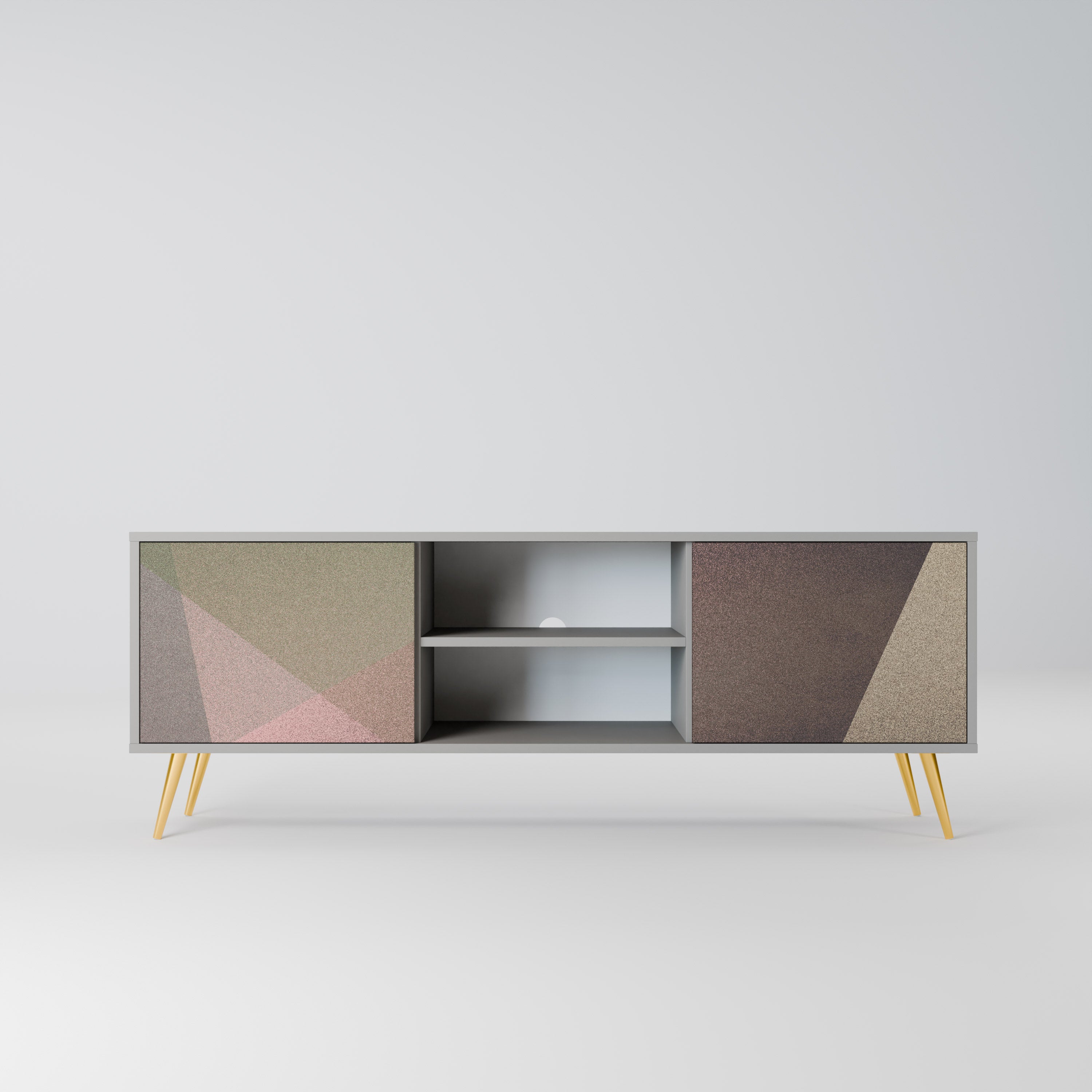 BEIGE GEOMETRY Szafka RTV 2-drzwiowa korpus Szary