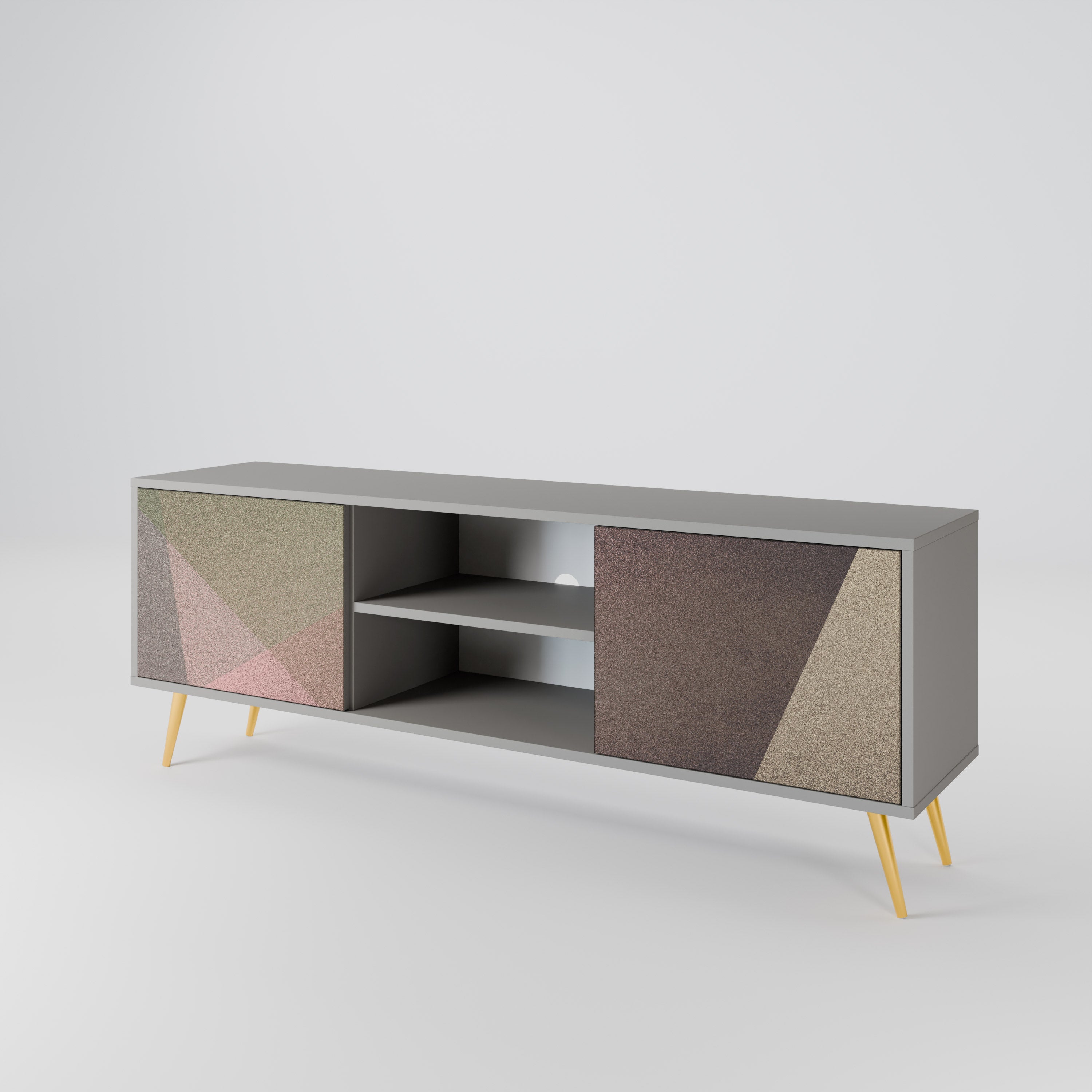 BEIGE GEOMETRY Szafka RTV 2-drzwiowa korpus Szary