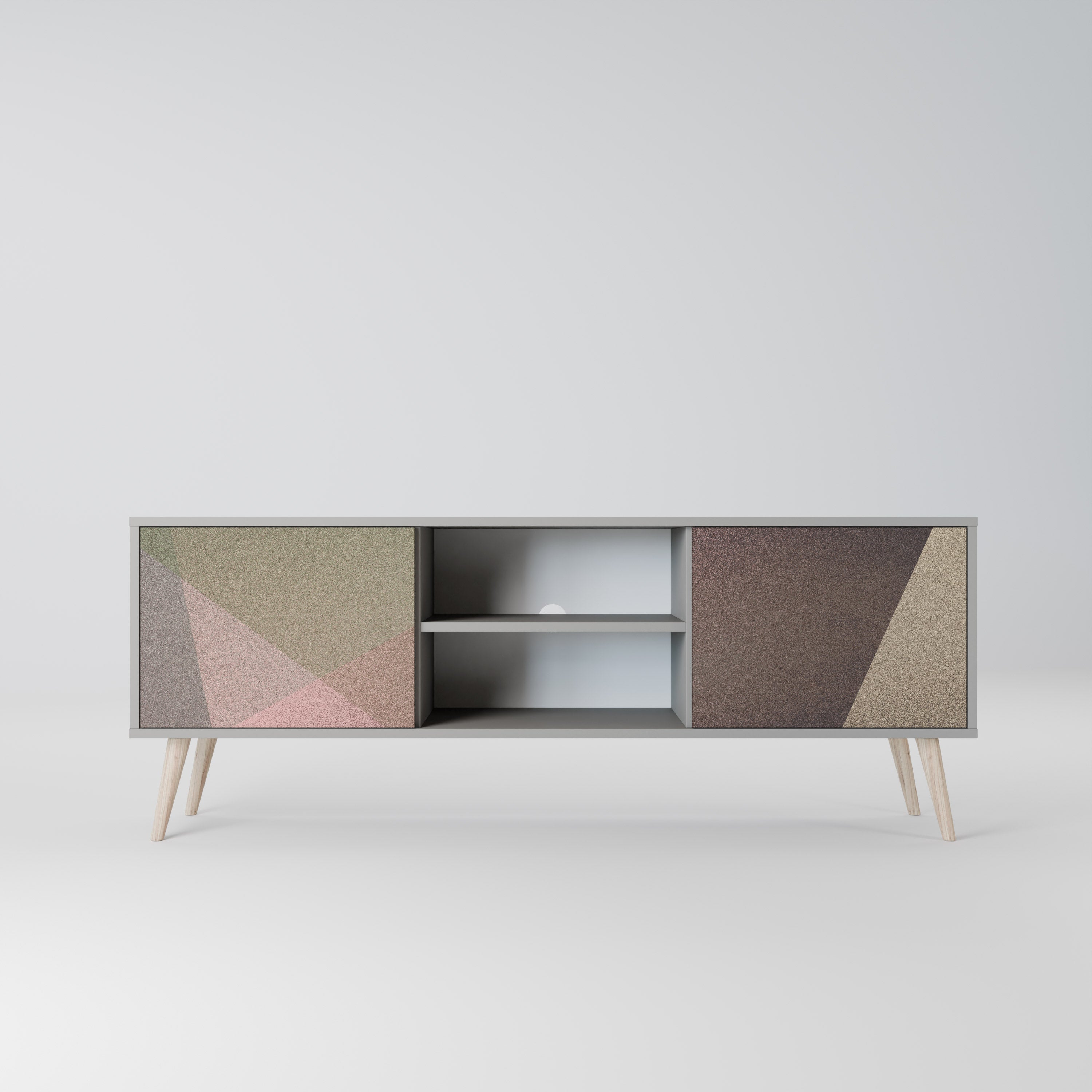 BEIGE GEOMETRY Szafka RTV 2-drzwiowa korpus Szary