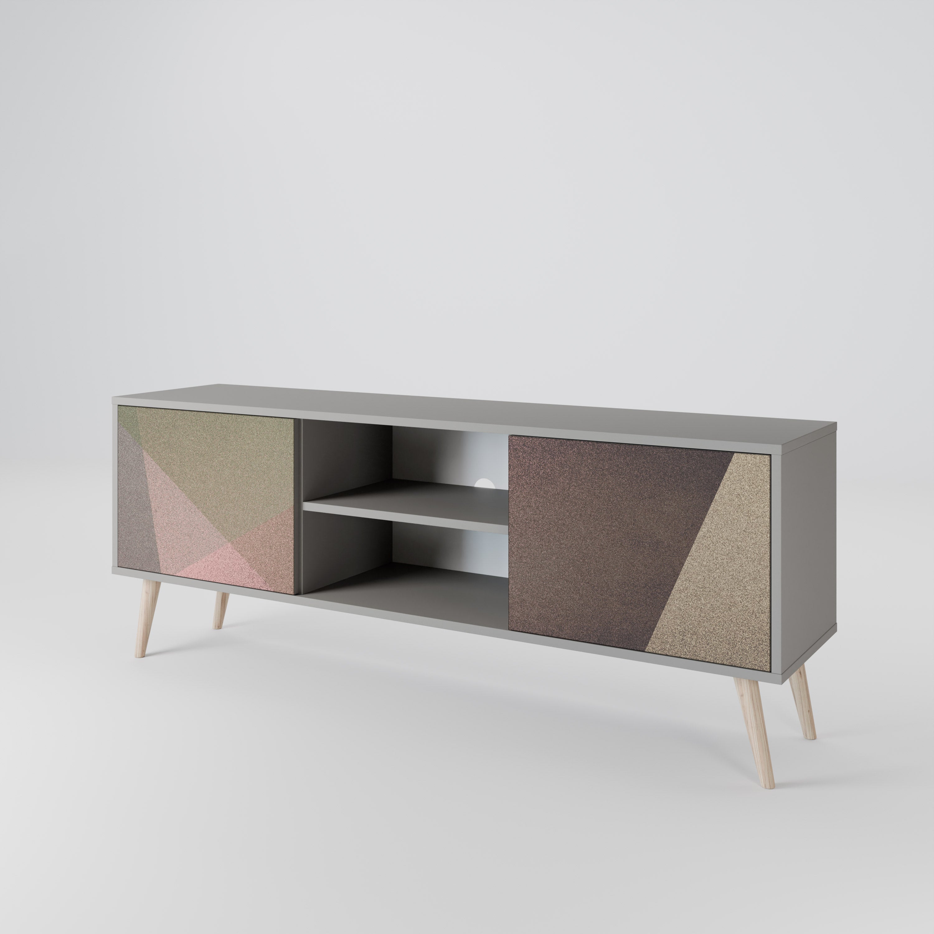 BEIGE GEOMETRY Szafka RTV 2-drzwiowa korpus Szary