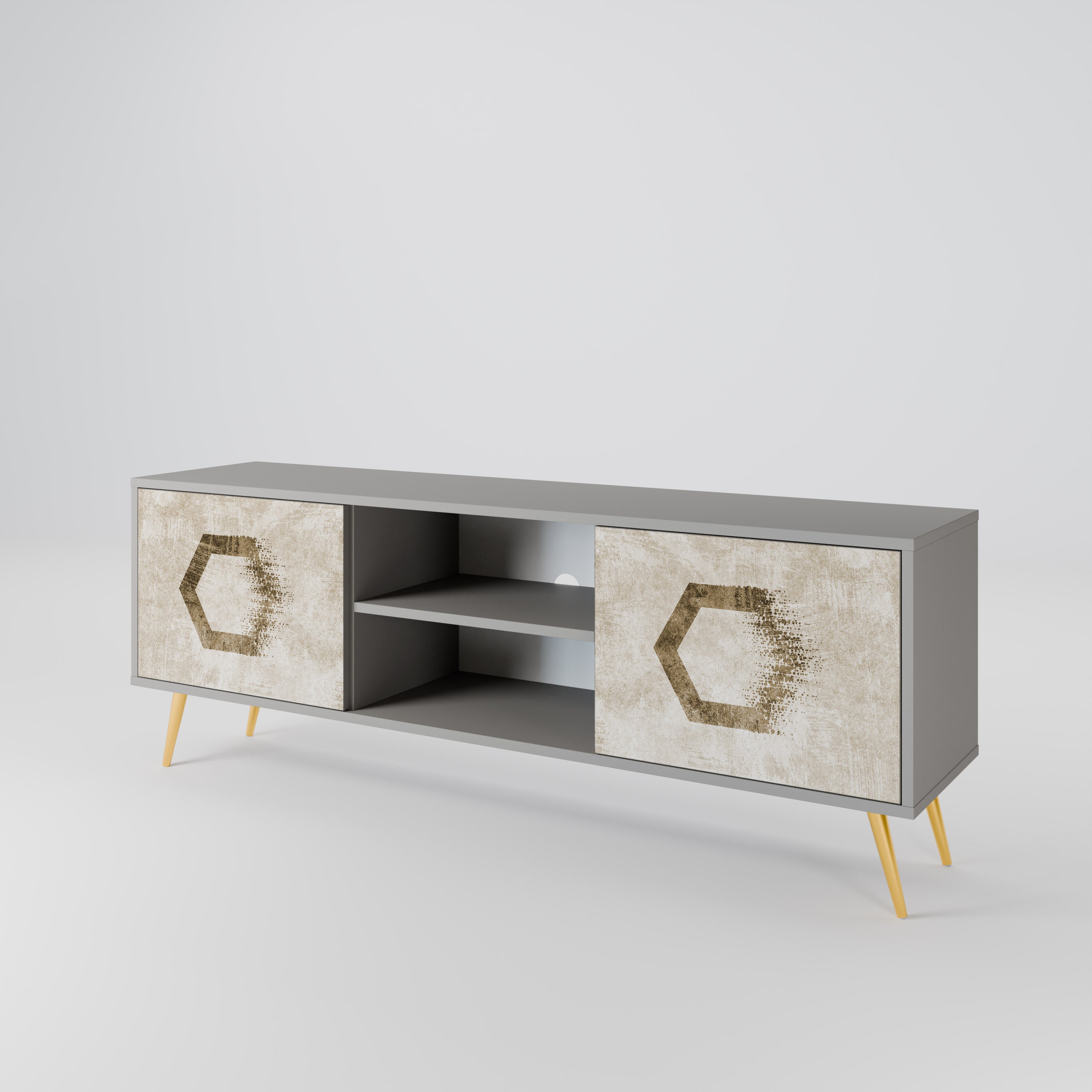 HEXAGONAL SHAPES Szafka RTV 2-drzwiowa korpus Szary