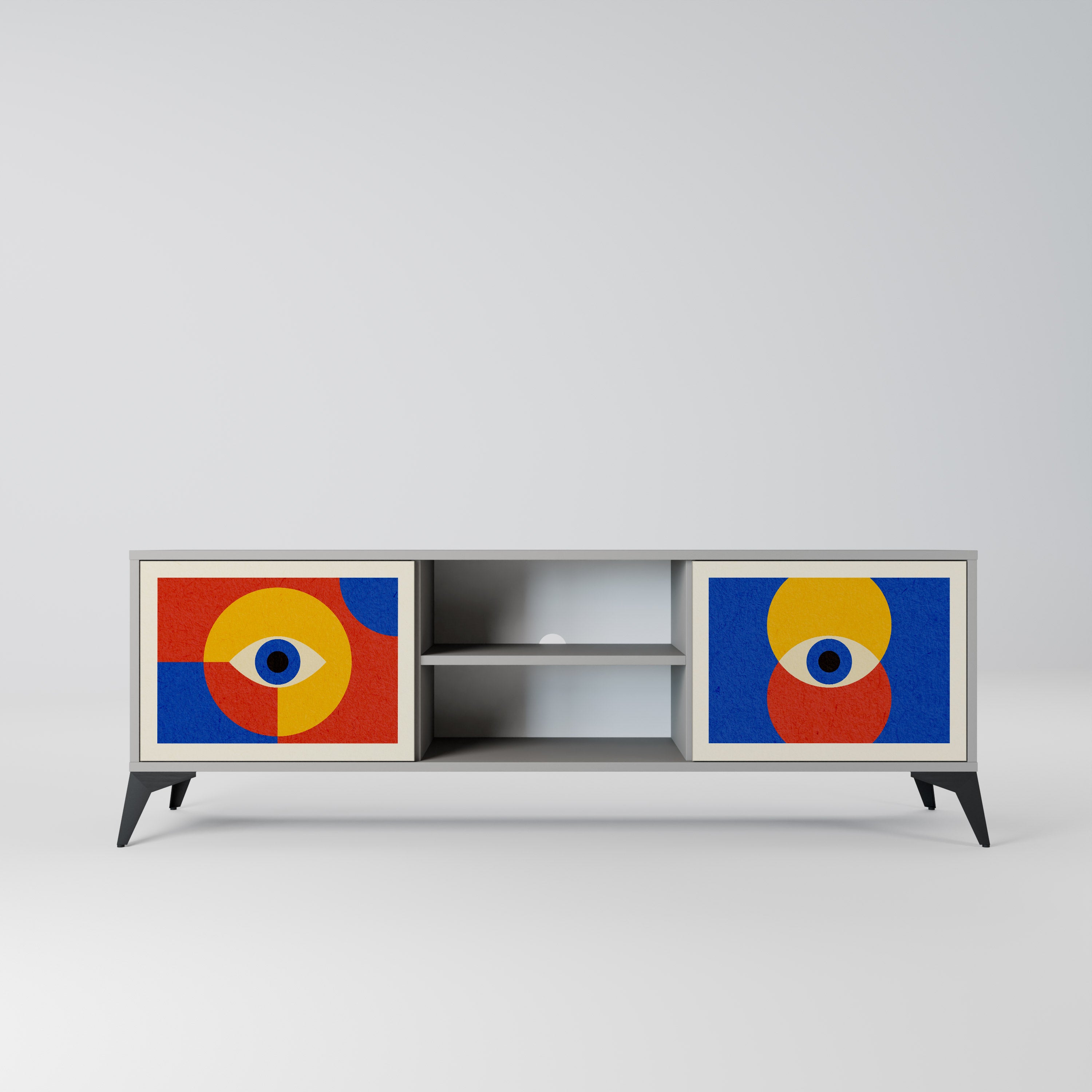 GEOMETRIC EYES Szafka RTV 2-drzwiowa korpus Szary